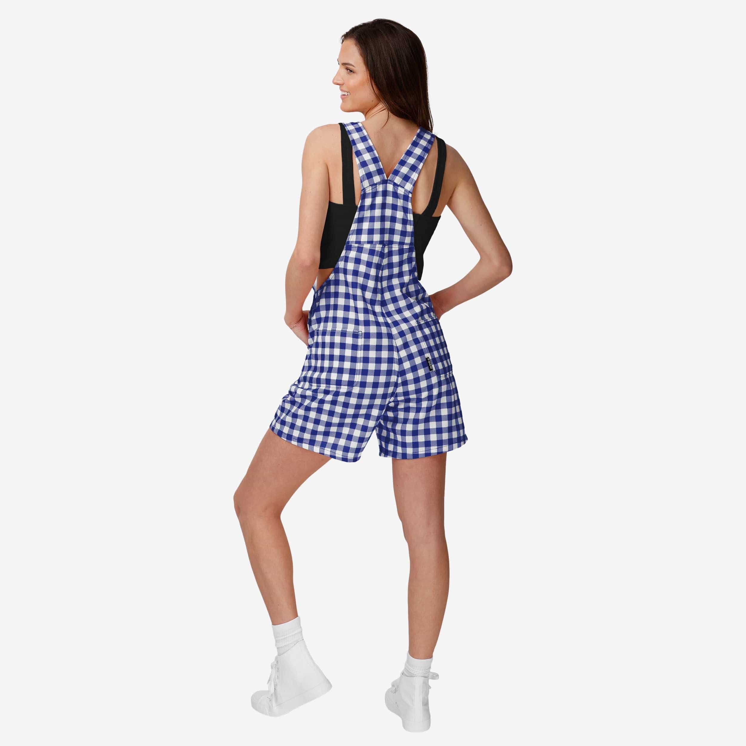 Baltimore Ravens Womens Gingham Check Bib Shortalls - Image 2