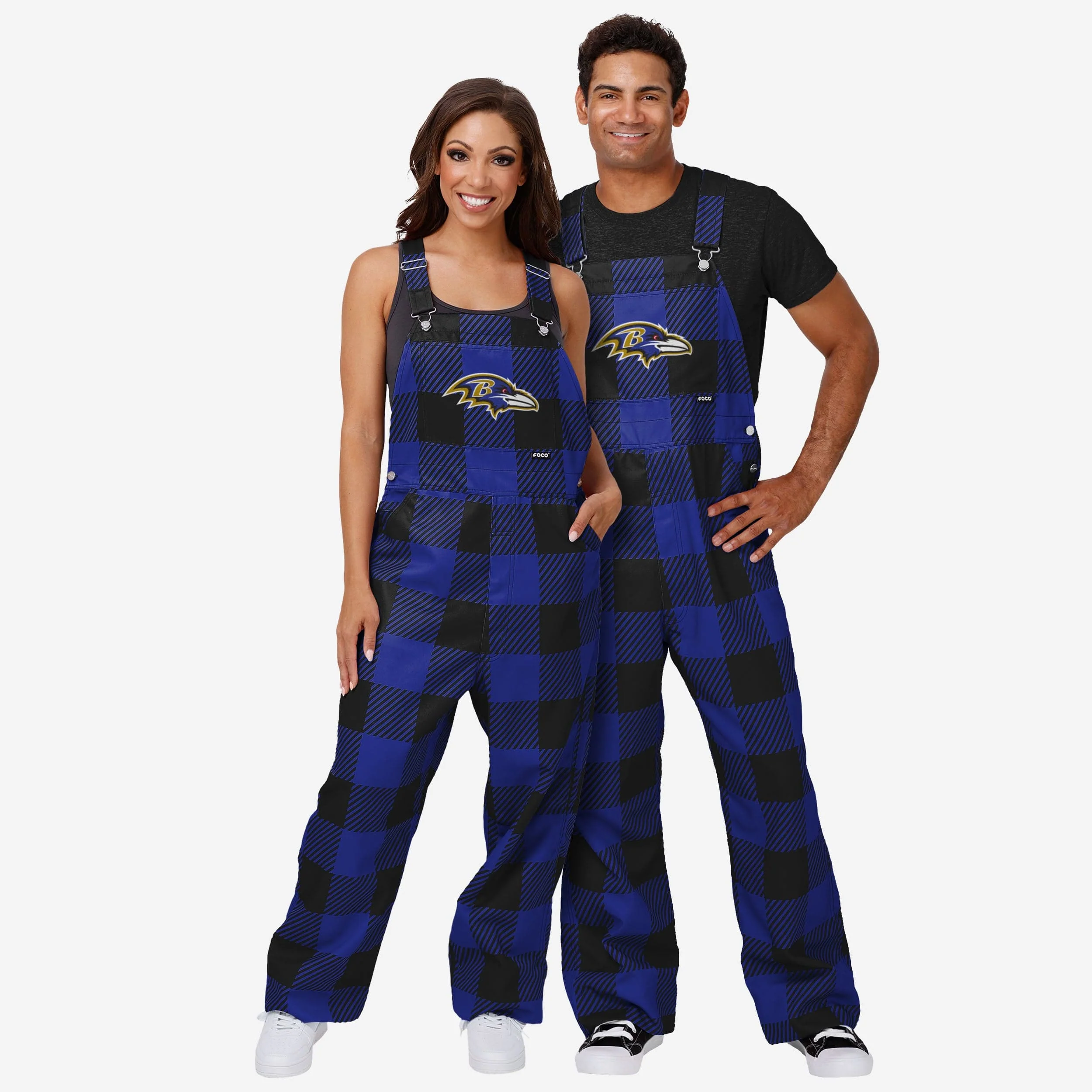 Baltimore Ravens Womens Plaid Bib Overalls - Image 3