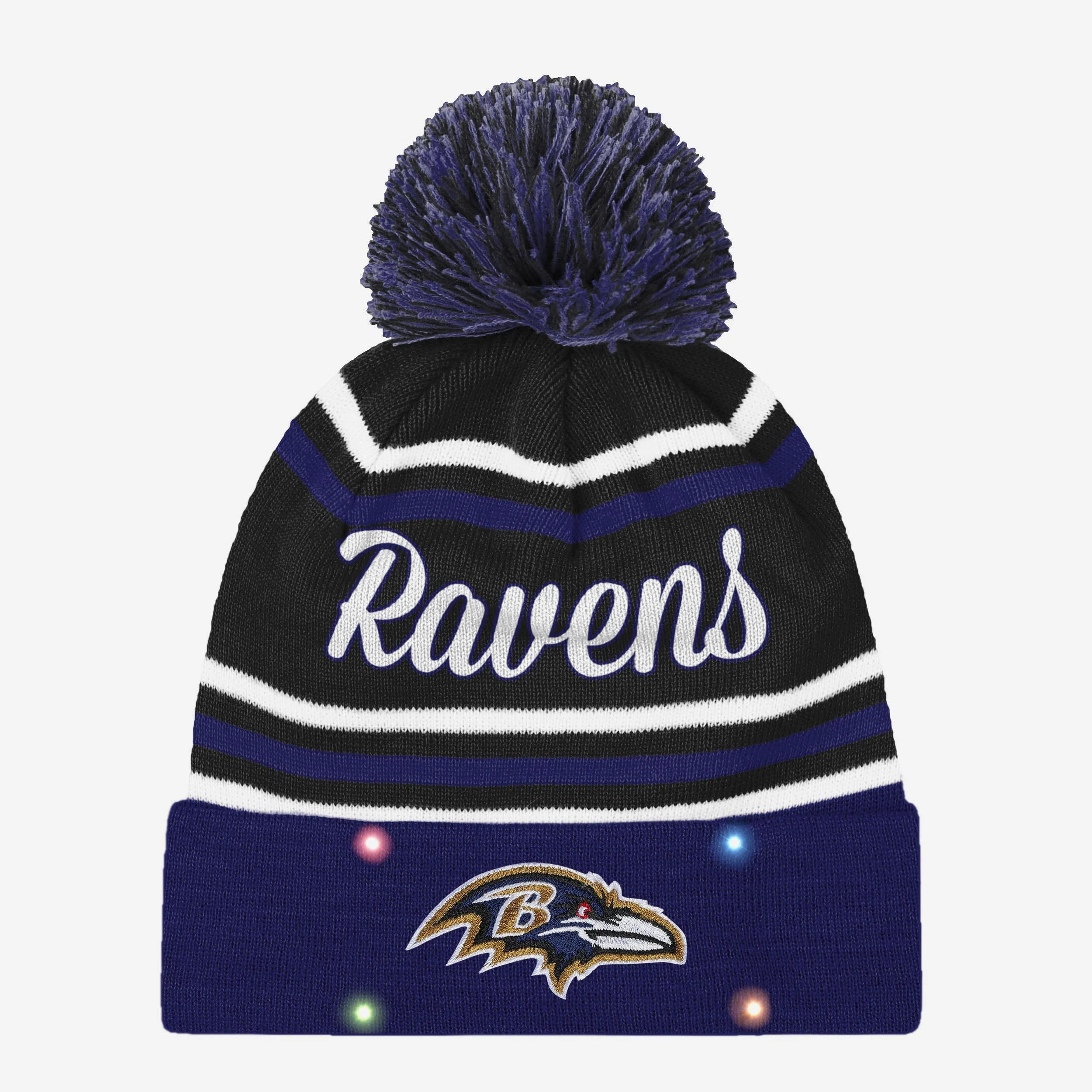 Baltimore Ravens Womens Wordmark Script Light Up Beanie - Image 2