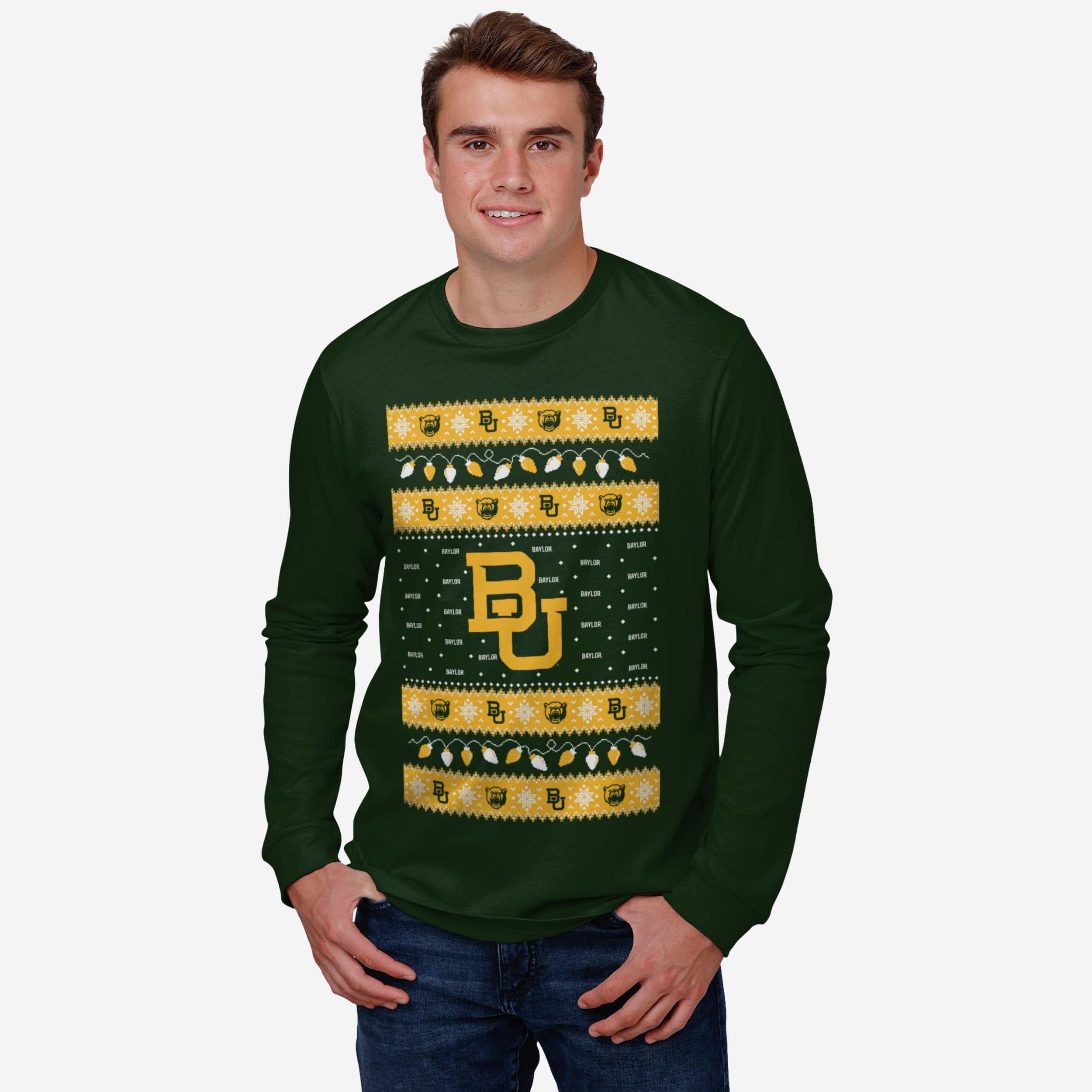 Baylor Bears Holiday Lights Sweater Long Sleeve T-Shirt - Image 2