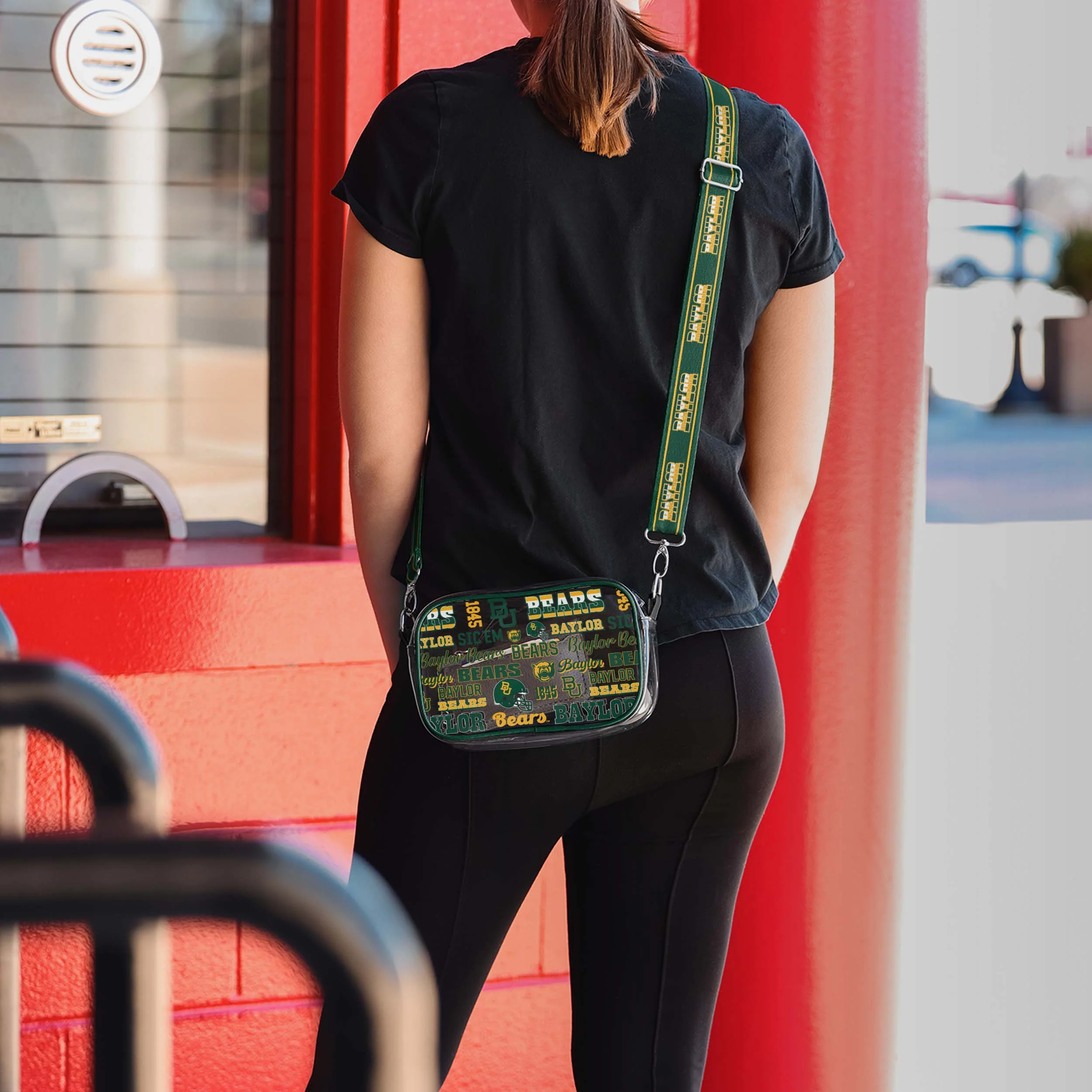 Baylor Bears Repeat Retro Print Clear Crossbody Bag - Image 3