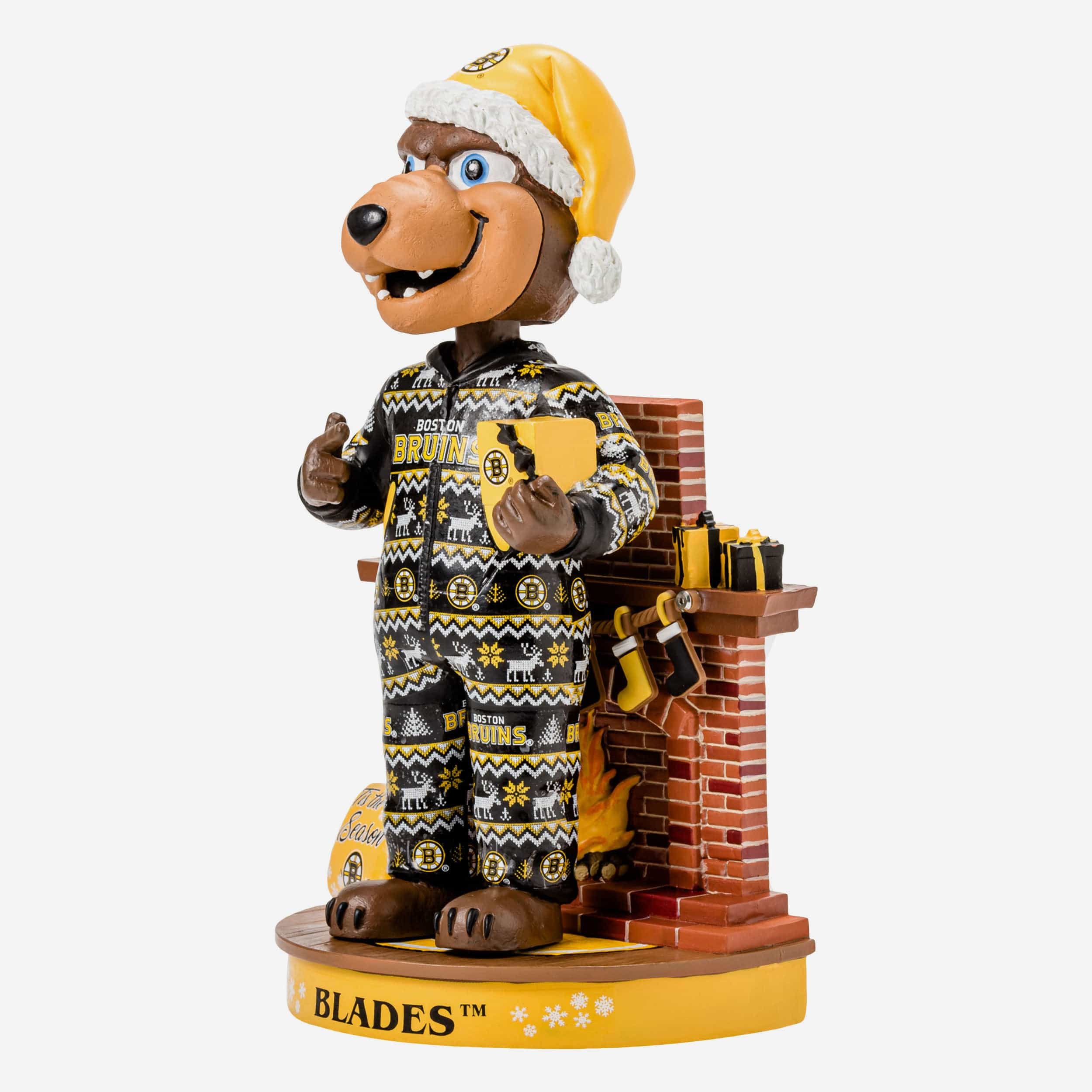 Blades The Bear Boston Bruins Holiday Mascot Bobblehead - Image 4