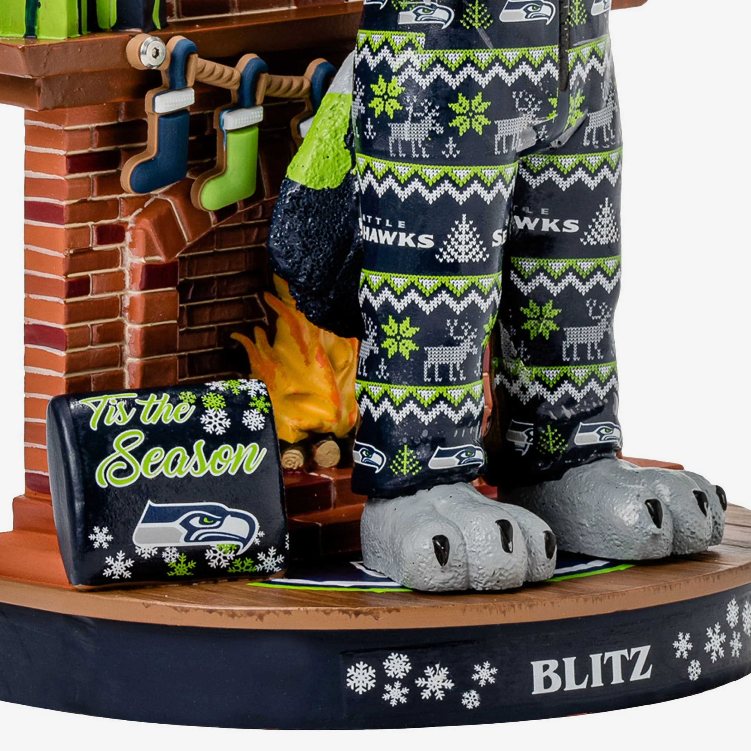 Blitz Seattle Seahawks Holiday Mascot Bobblehead - Image 3