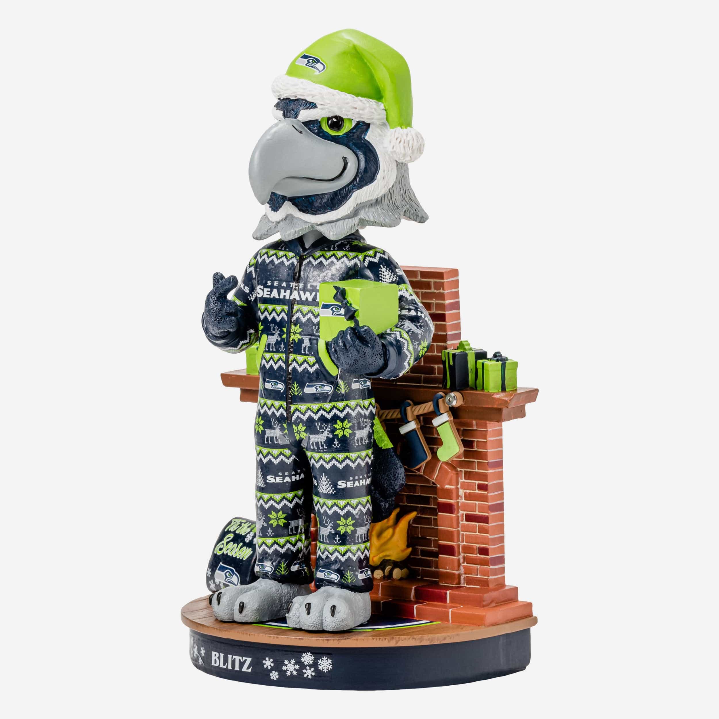 Blitz Seattle Seahawks Holiday Mascot Bobblehead - Image 4