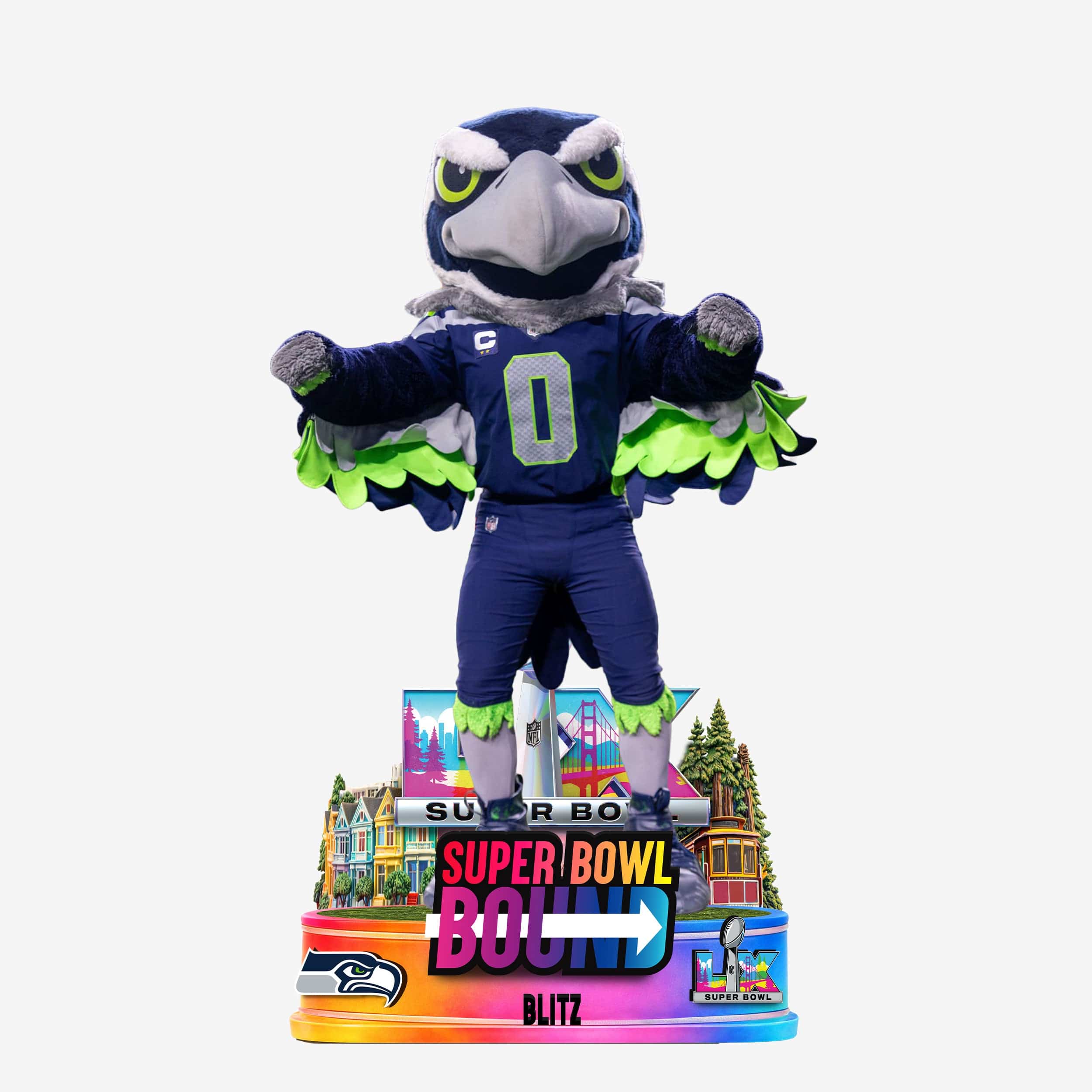 Blitz Seattle Seahawks Super Bowl LX Bound Going to the Game Mascot Bobblehead