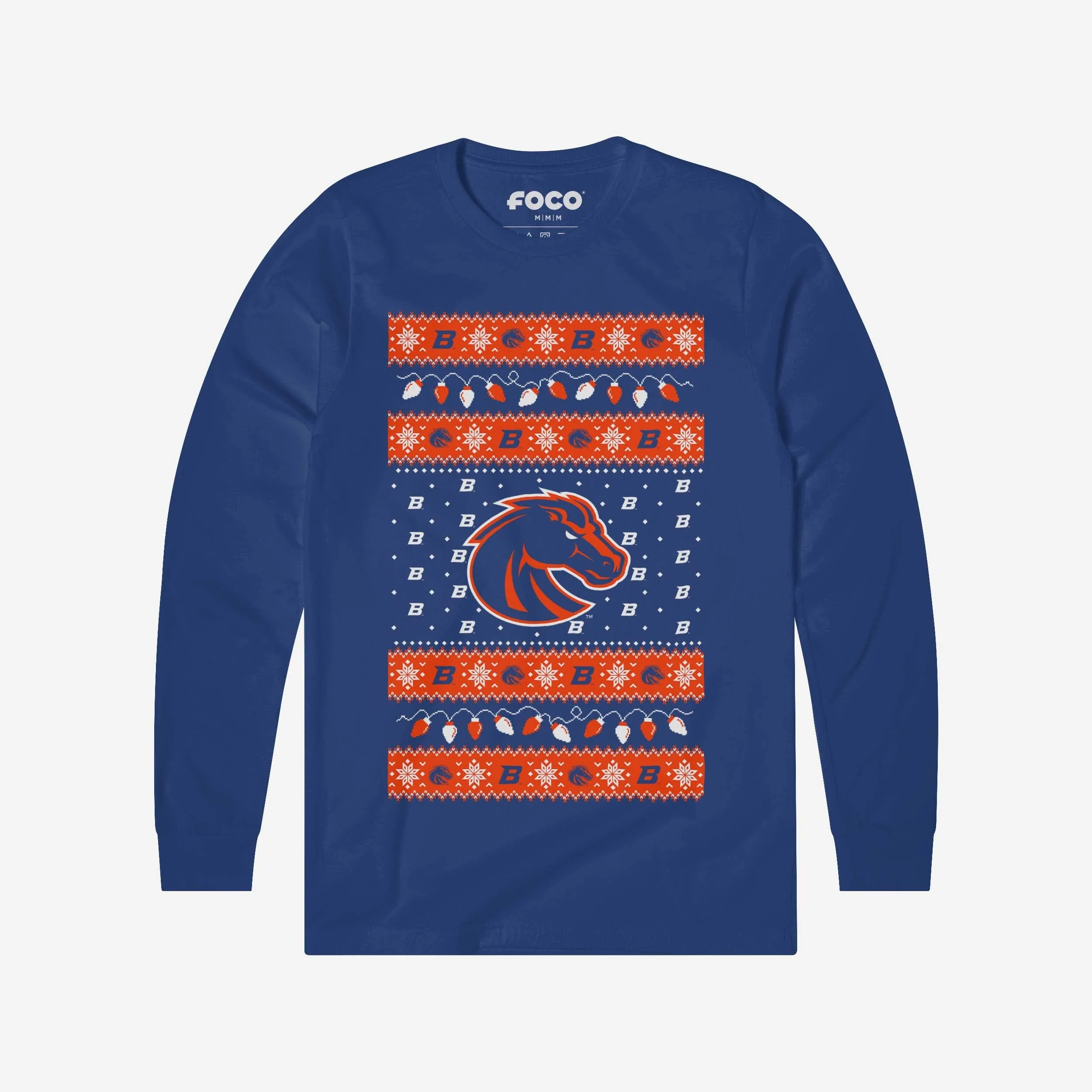 Boise State Broncos Holiday Lights Sweater Long Sleeve T-Shirt