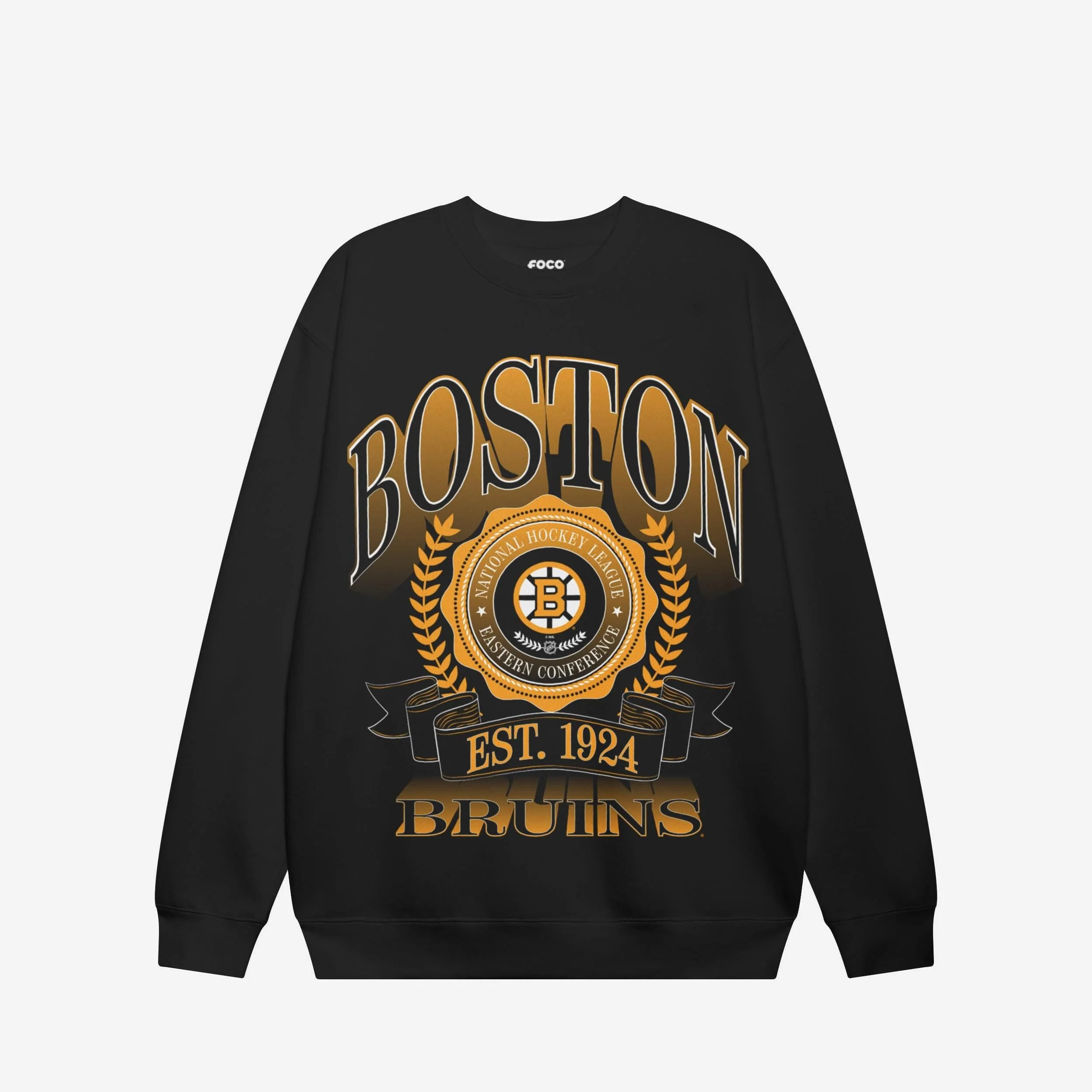 Boston Bruins Banner Crest Crew Neck Sweatshirt