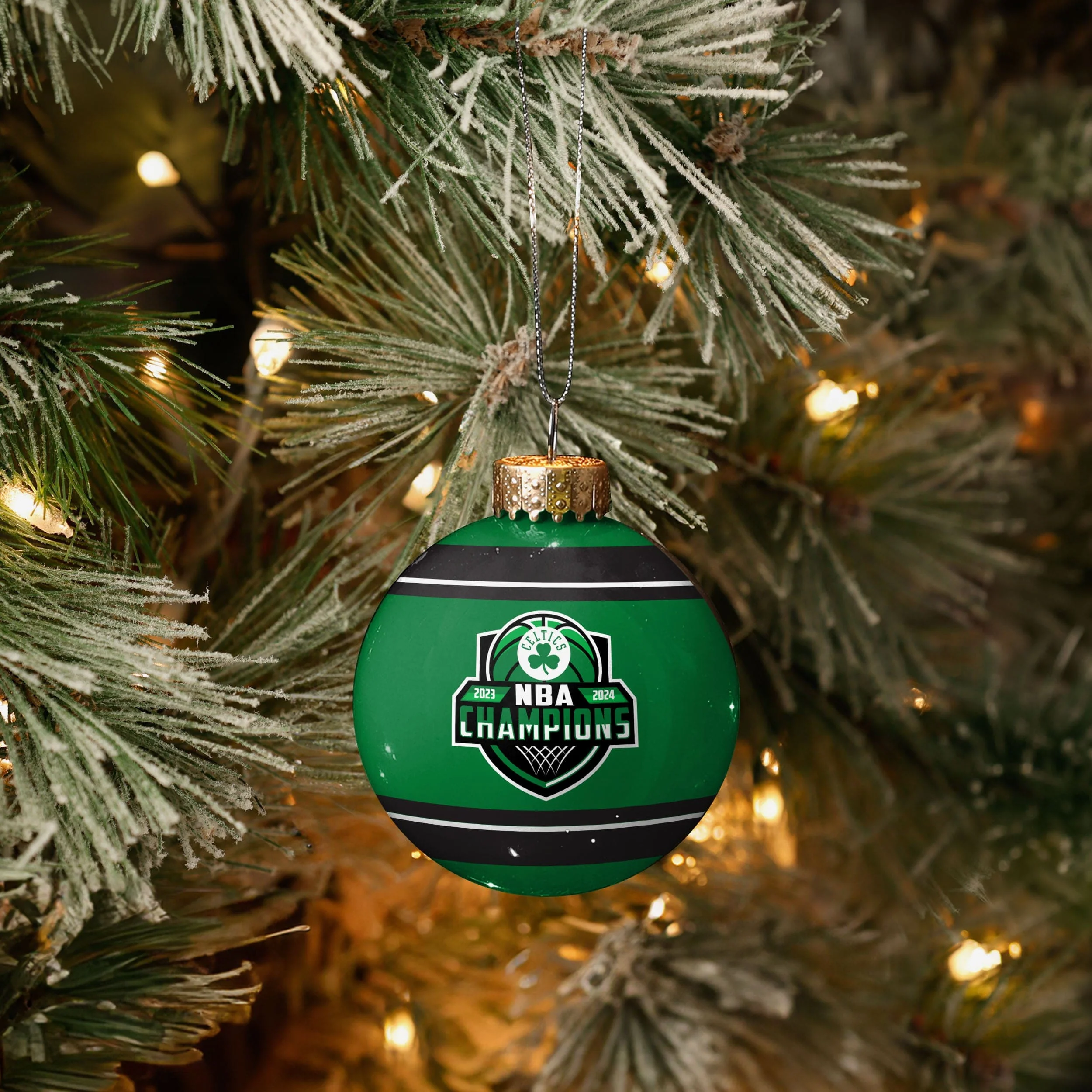 Boston Celtics 2024 NBA Champions Glass Ball Ornament - Image 3