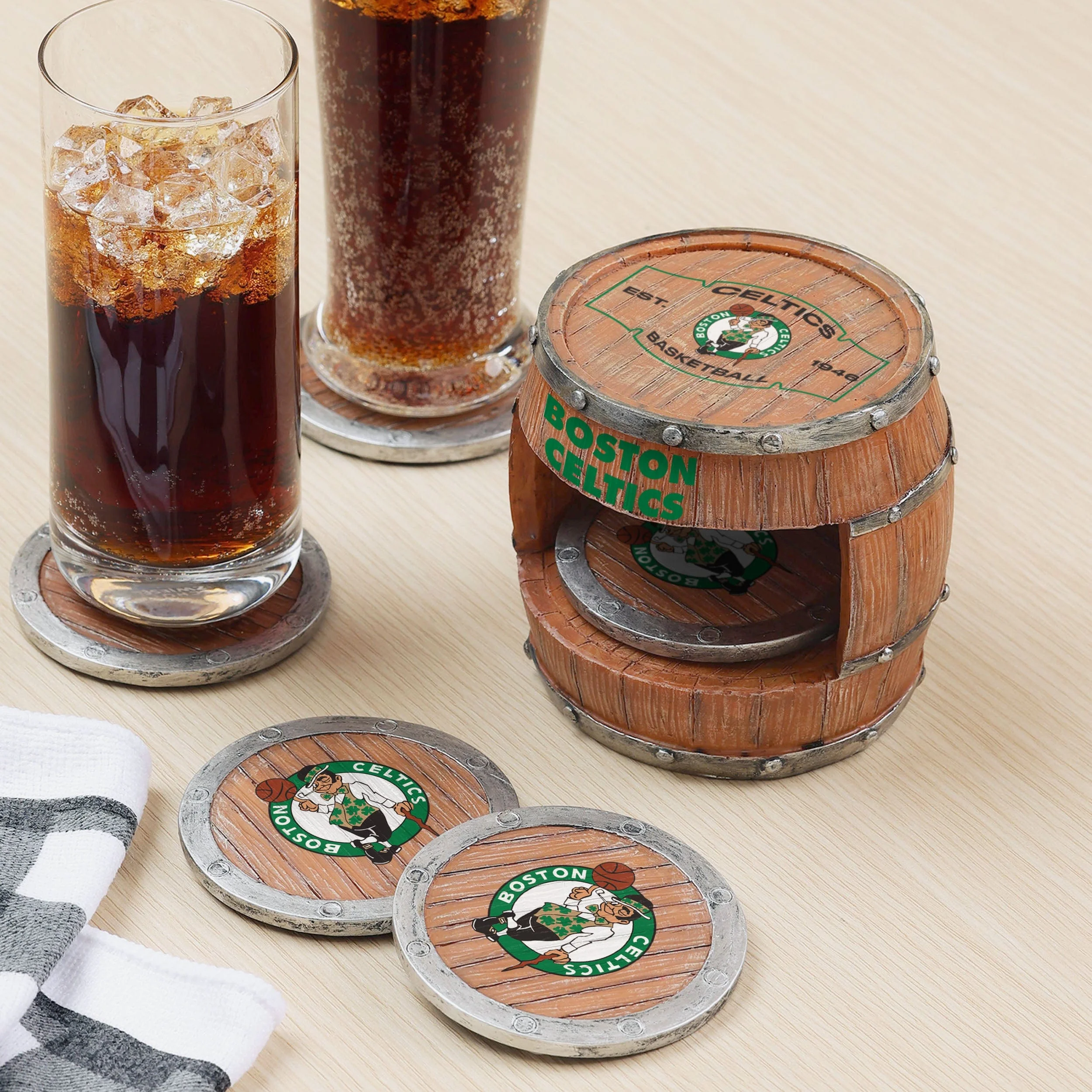 Boston Celtics 5 Pack Barrel Coaster Set - Image 2