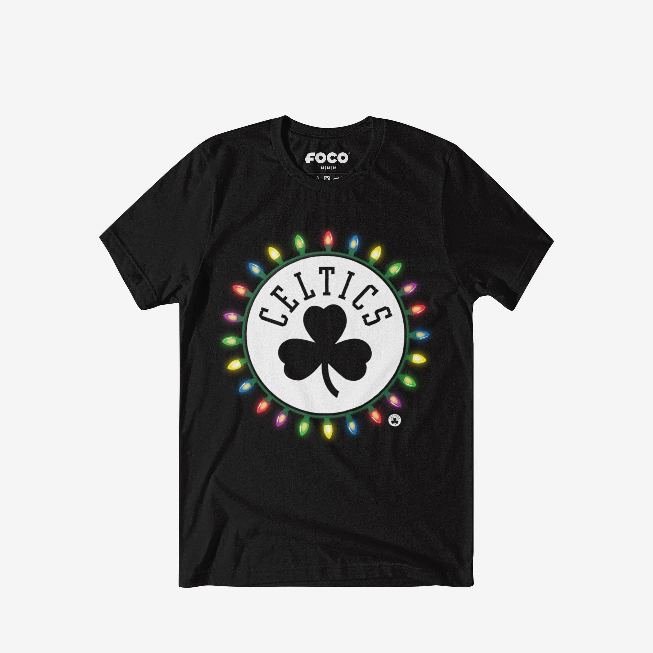 Boston Celtics Primary Logo Holiday Lights T-Shirt