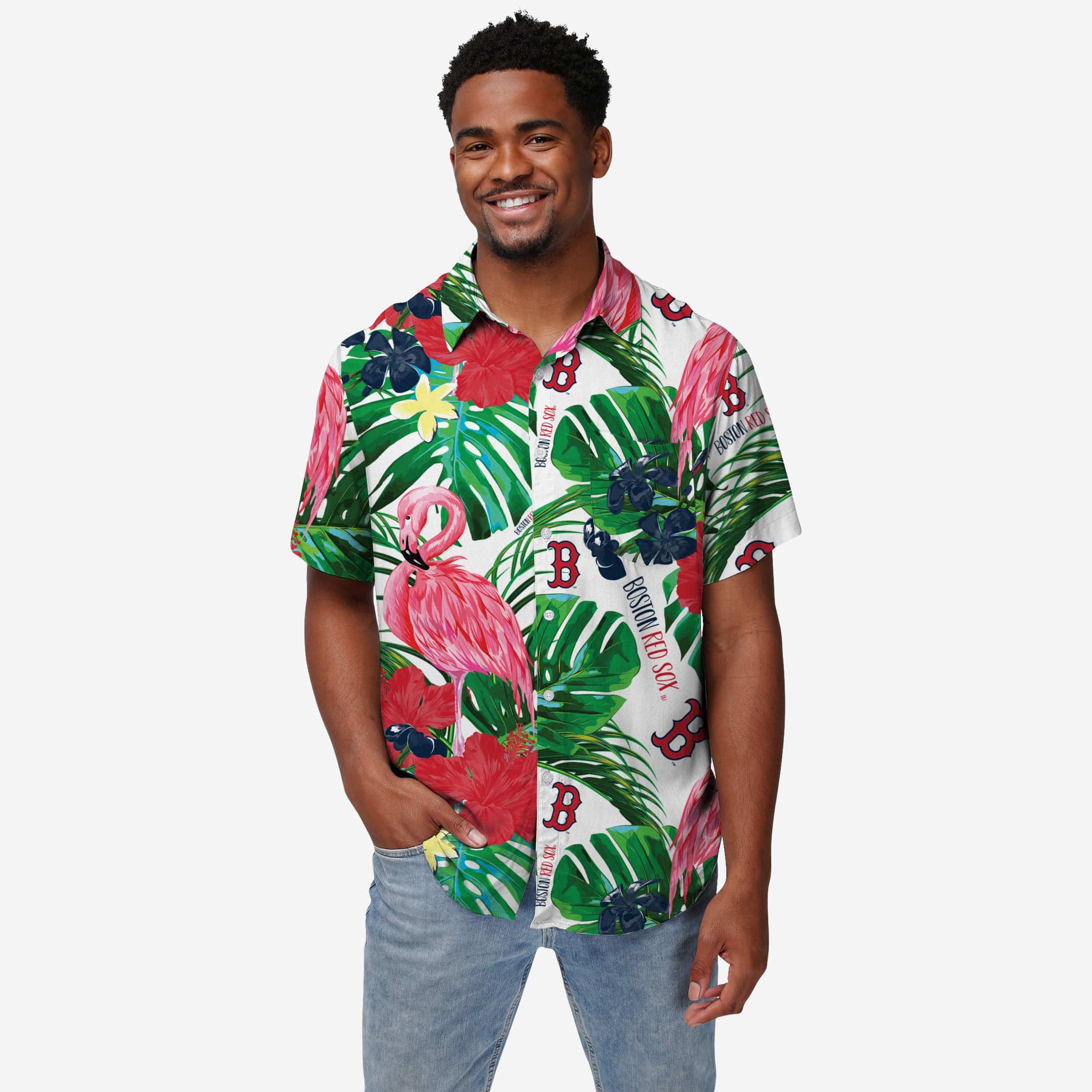 Boston Red Sox Flamingo Button Up Shirt