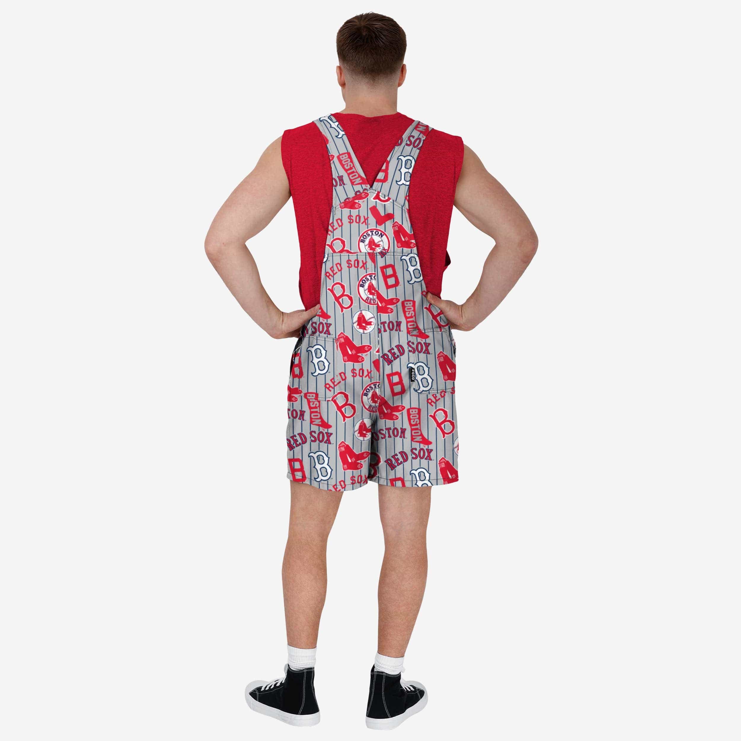 Boston Red Sox Mens Historic Print Bib Shortalls - Image 2