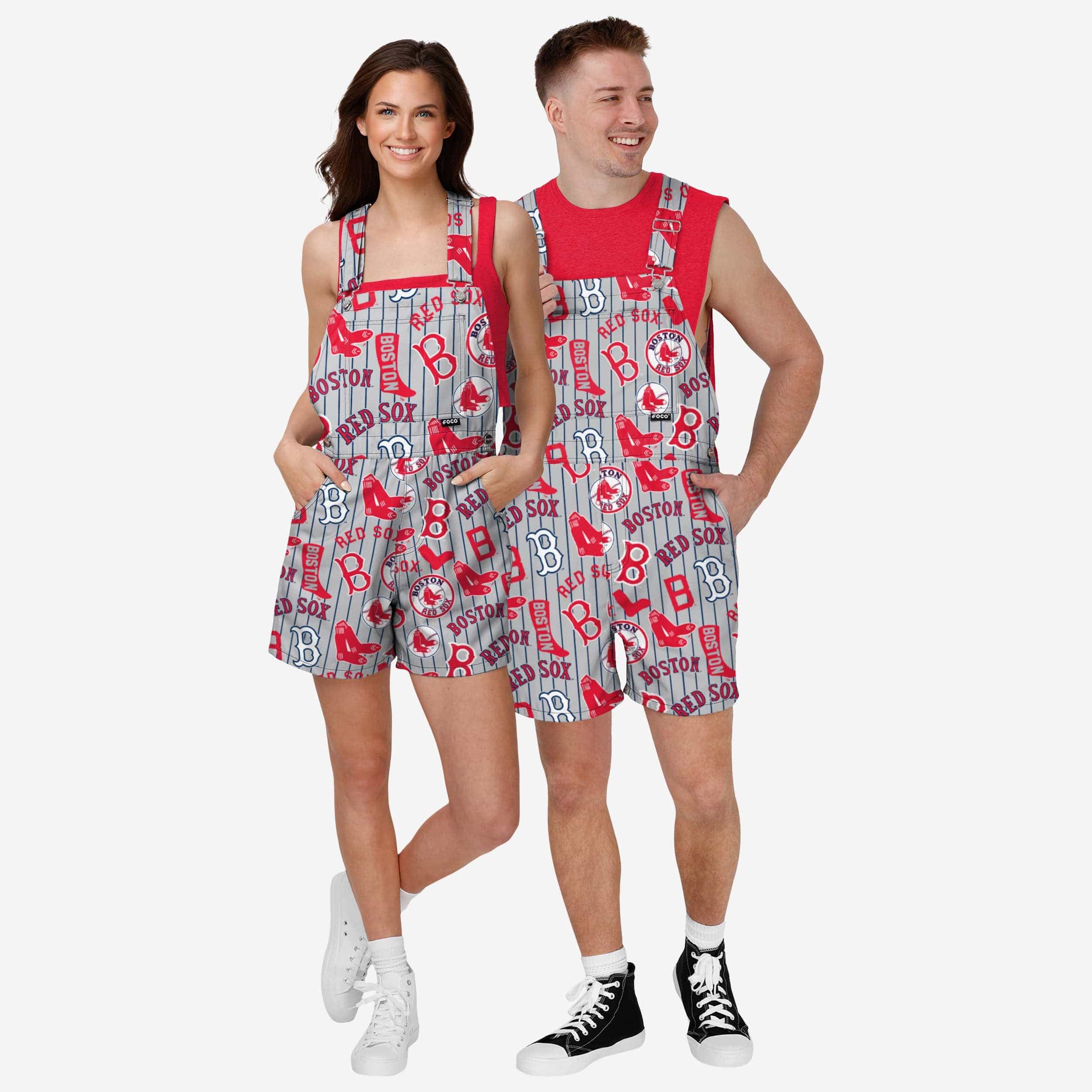 Boston Red Sox Mens Historic Print Bib Shortalls - Image 3