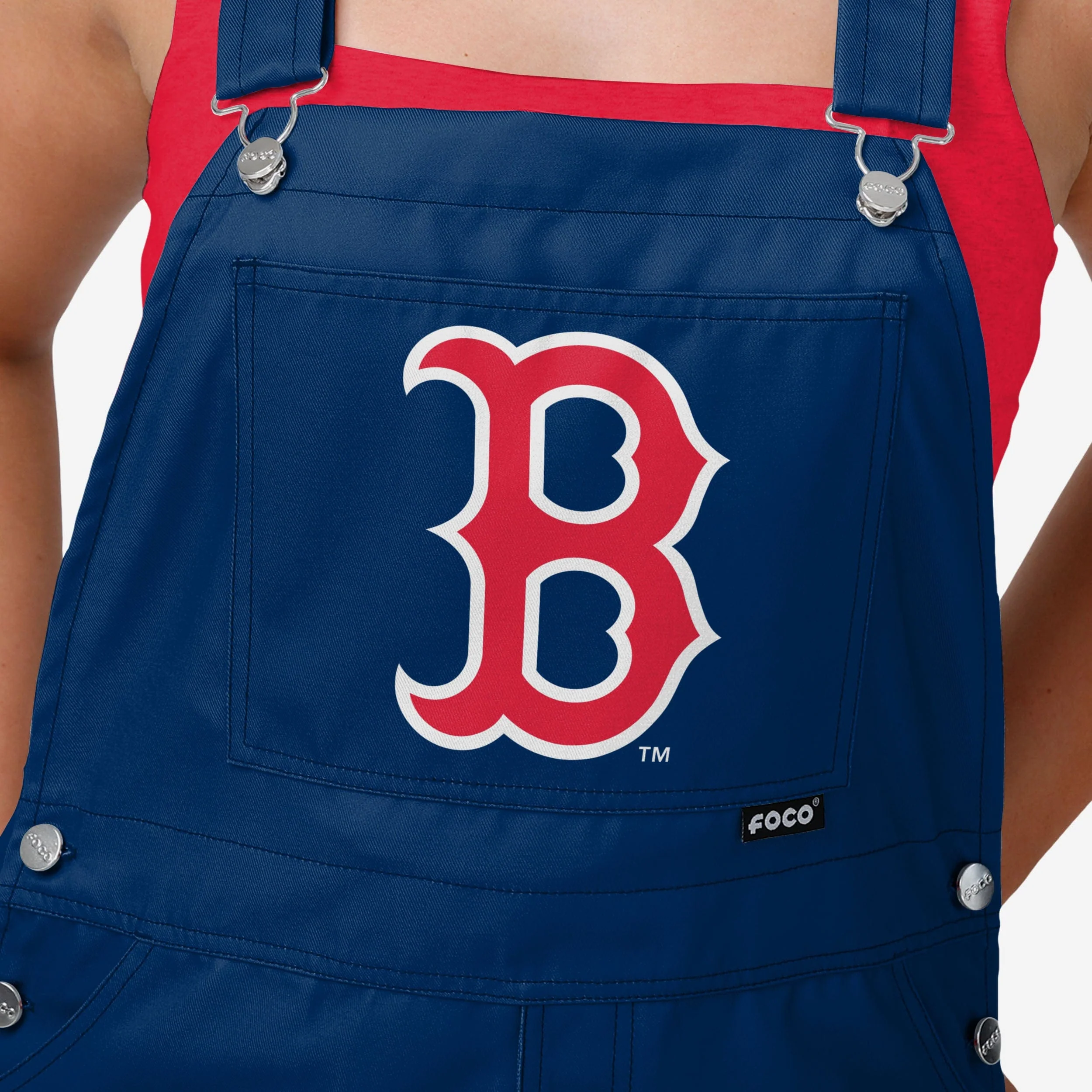 Boston Red Sox Womens Big Logo Bib Overalls - Image 4