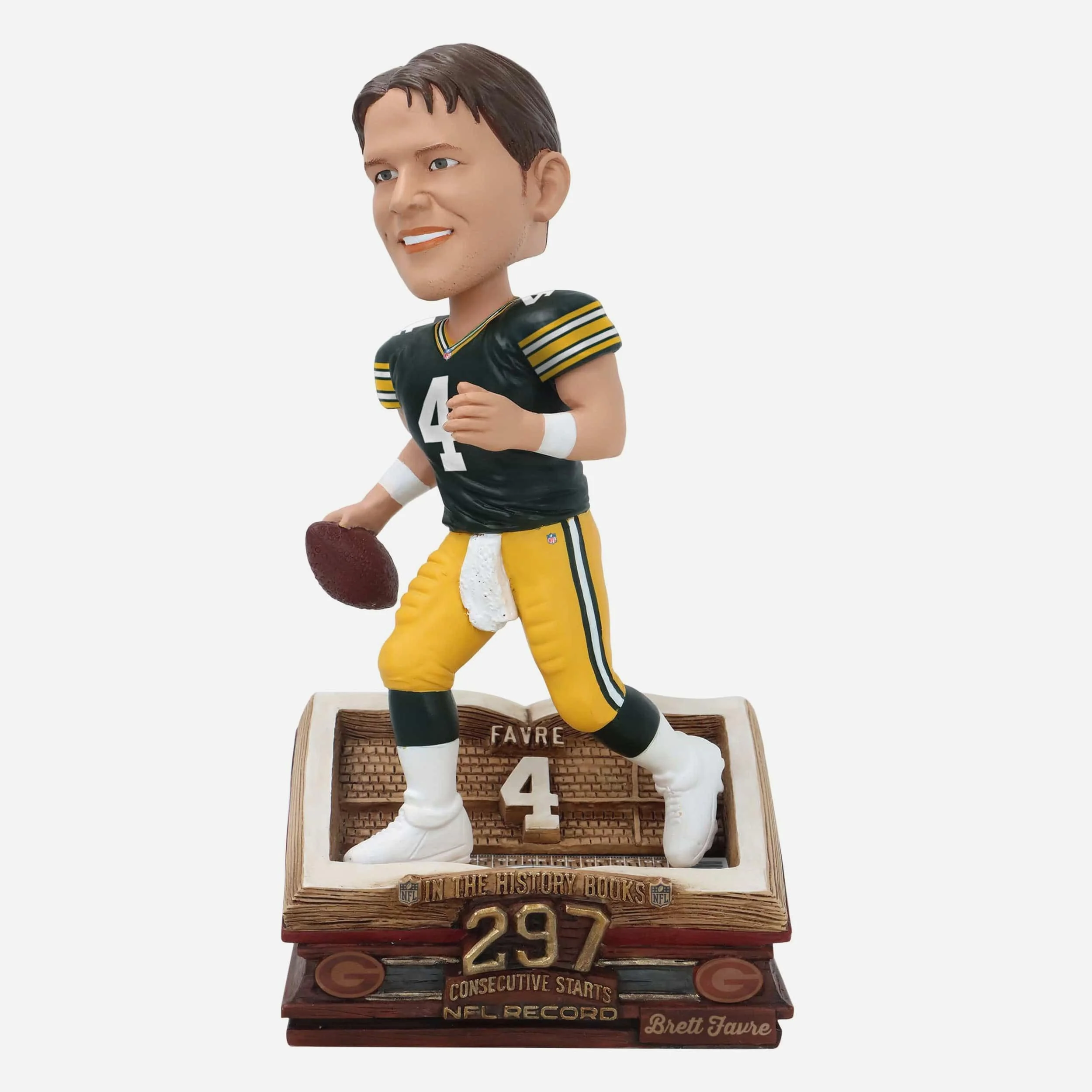 Brett Favre Green Bay Packers 297 Straight Games QB Record Book Bobblehead