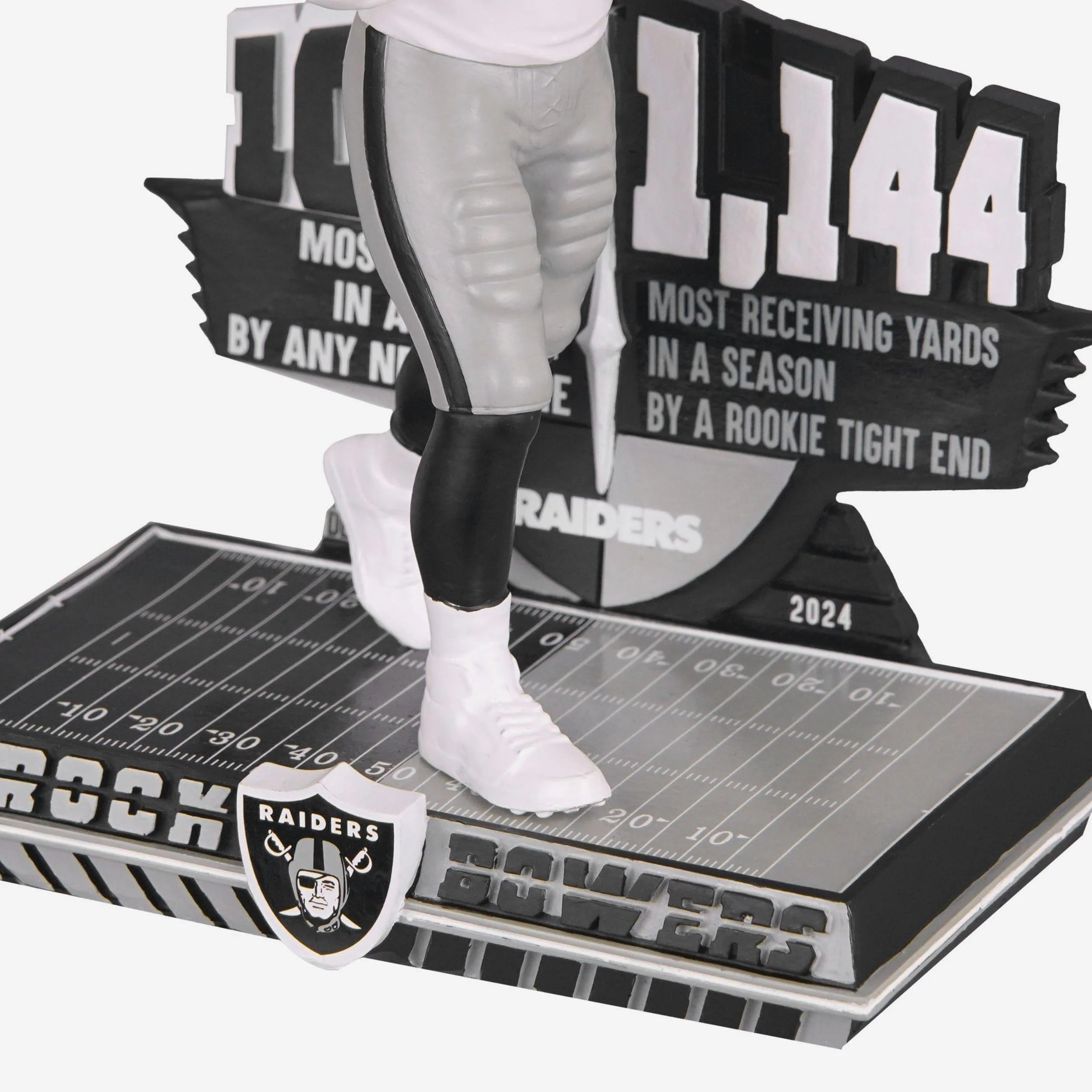Brock Bowers Las Vegas Raiders Rookie Receiving Yards & Receptions Double Record Bobblehead  - Image 3