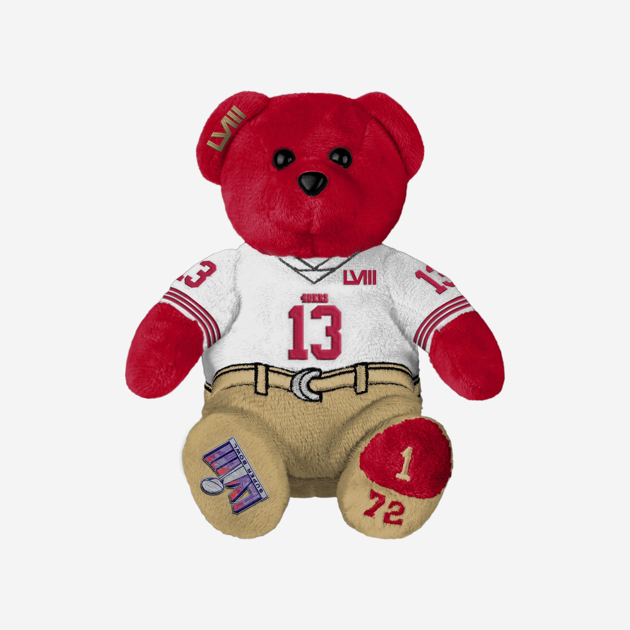 Brock Purdy San Francisco 49ers Super Bowl LVIII White Uniform Team Beans Embroidered Player Bear - Image 4