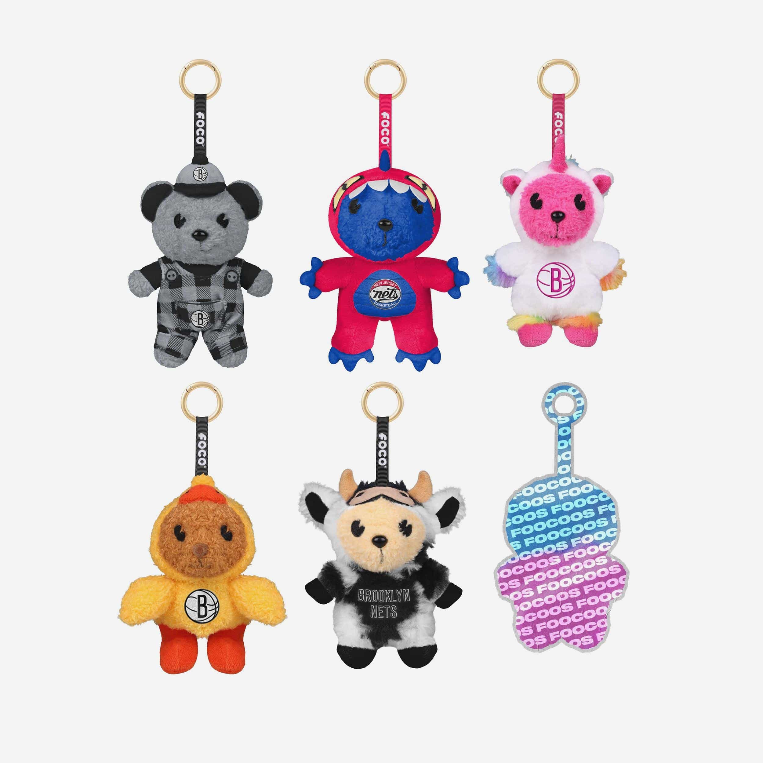 Brooklyn Nets FOOCOOS Plush Bag Charm Keychain Blind Box Series 1