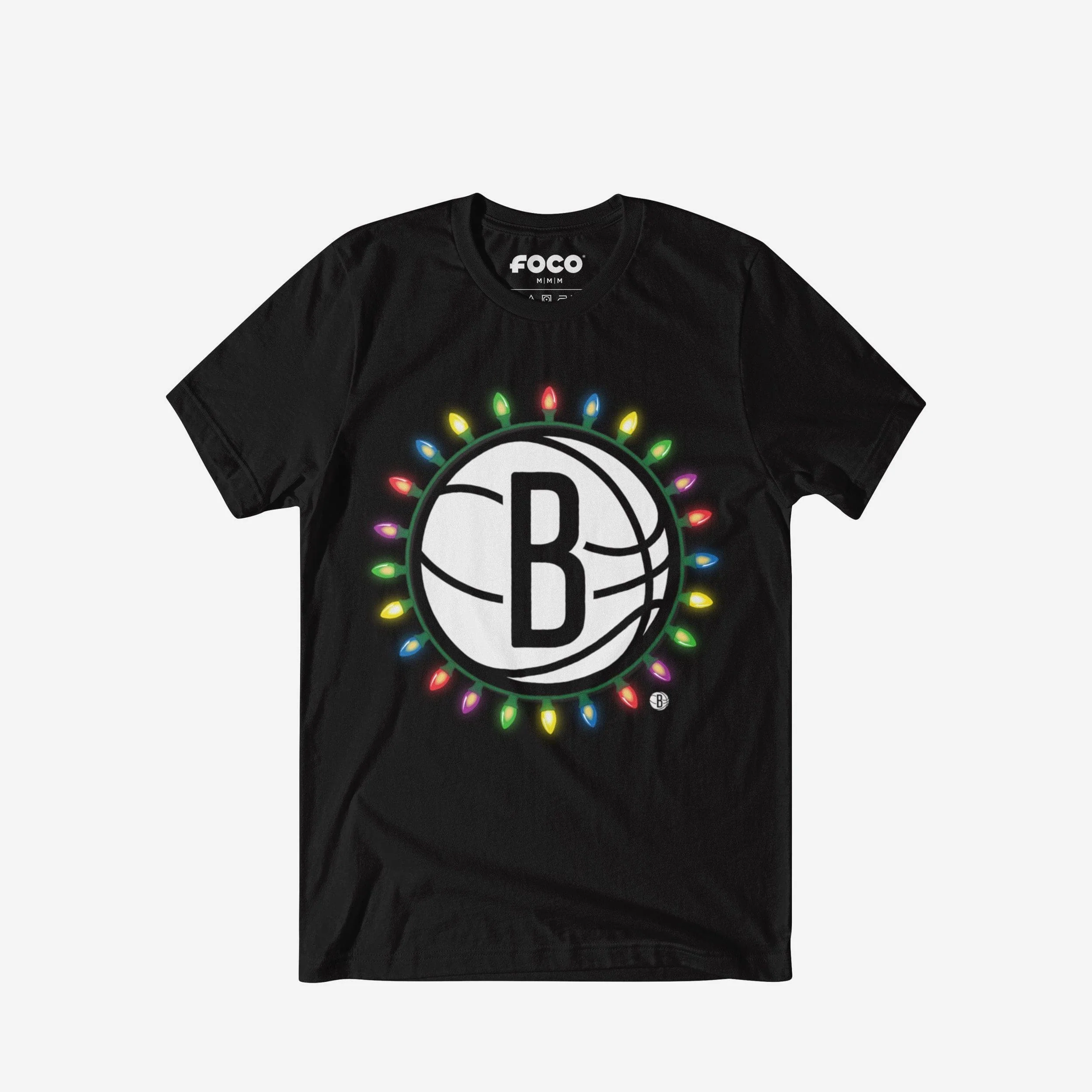 Brooklyn Nets Primary Logo Holiday Lights T-Shirt
