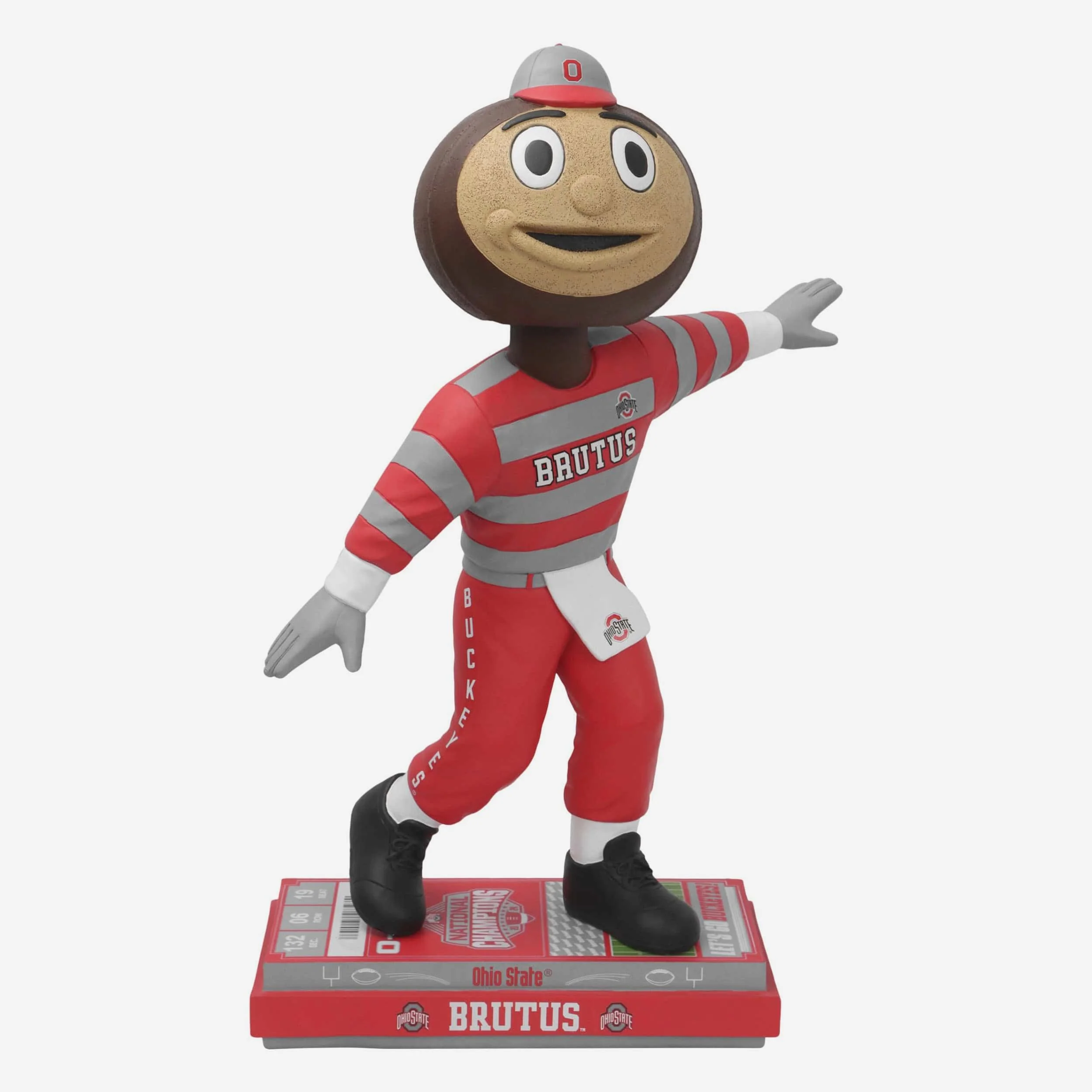 Brutus Buckeye Ohio State Buckeyes 2024 Football National Champions Mascot 18 in Bobblehead