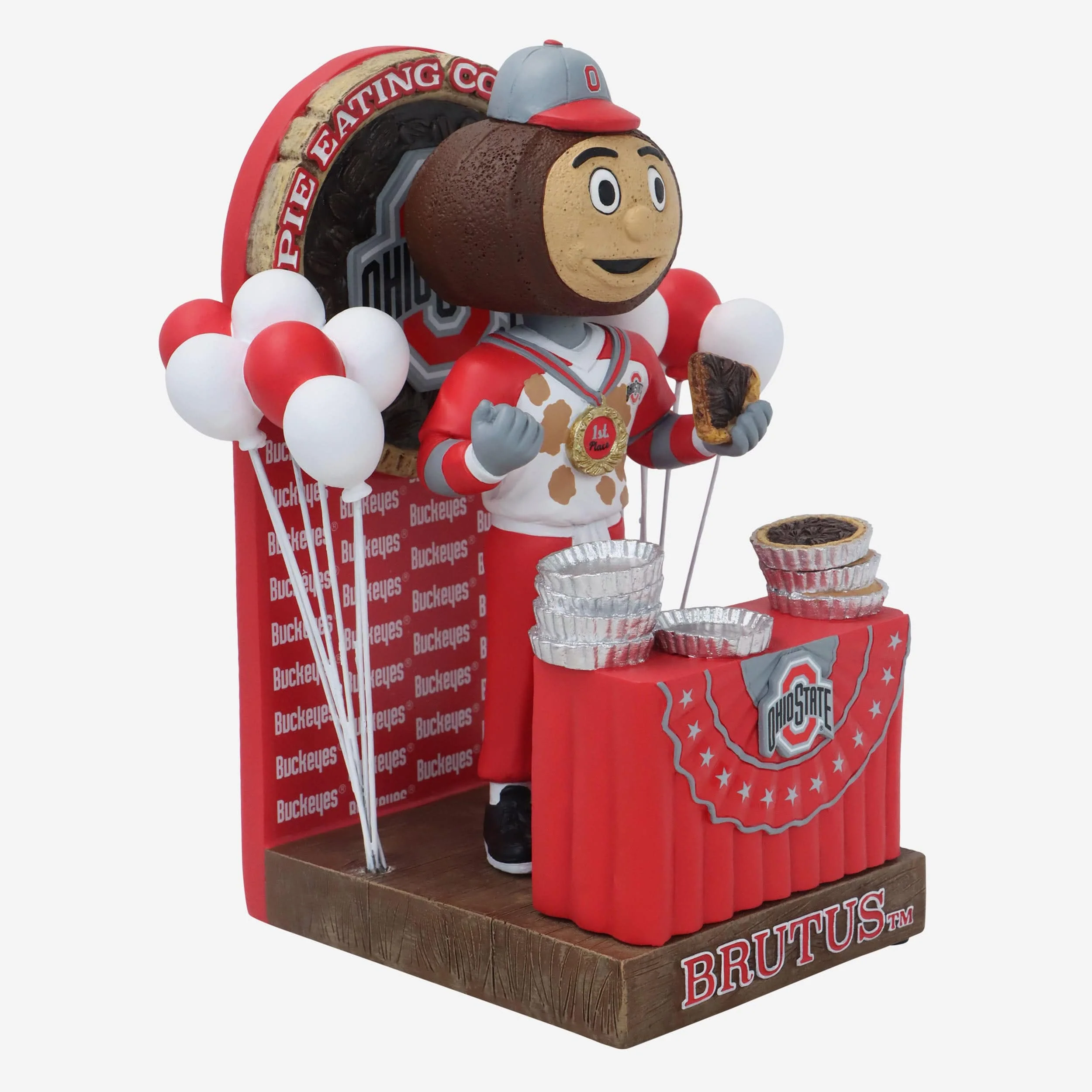 Brutus Buckeye Ohio State Buckeyes Pie Eating Contest Mascot Bobblehead - Image 4