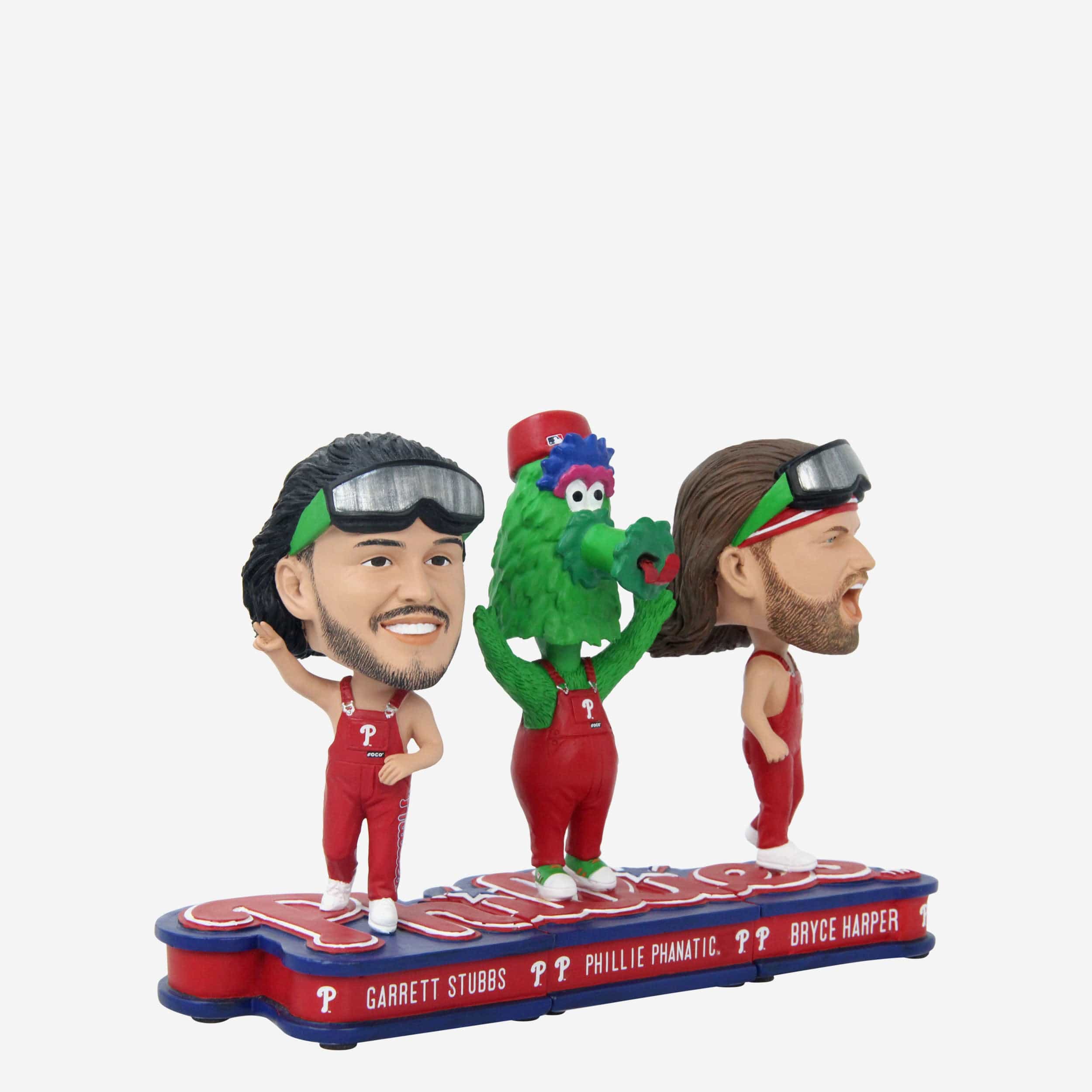 Bryce Harper & Garrett Stubbs & Phillie Phanatic Philadelphia Phillies Bib Overalls Connecting Base 3 Pack Mini Bighead Set - Image 6