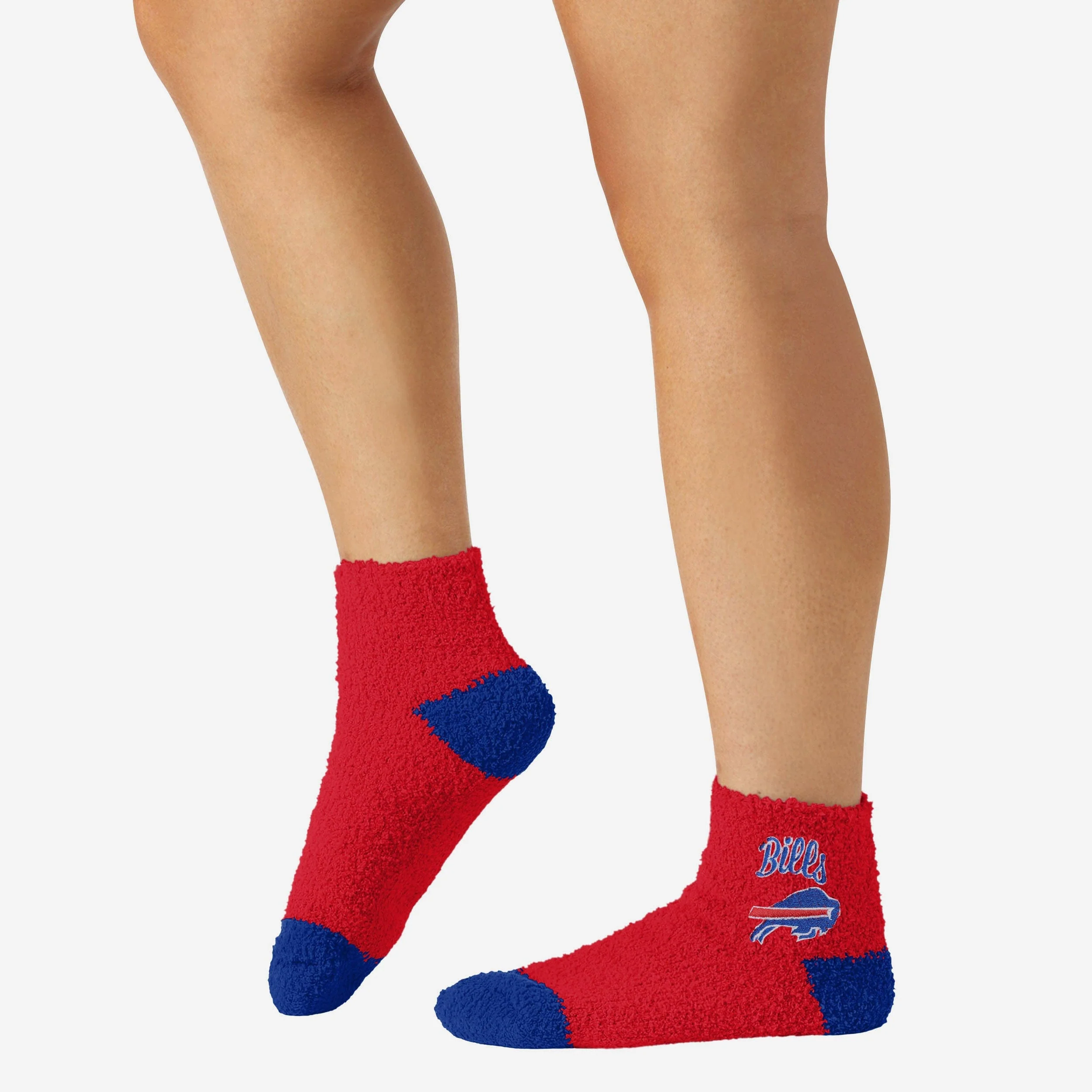 Buffalo Bills 2 Pack Womens Script Logo Fuzzy Ankle Socks - Image 3
