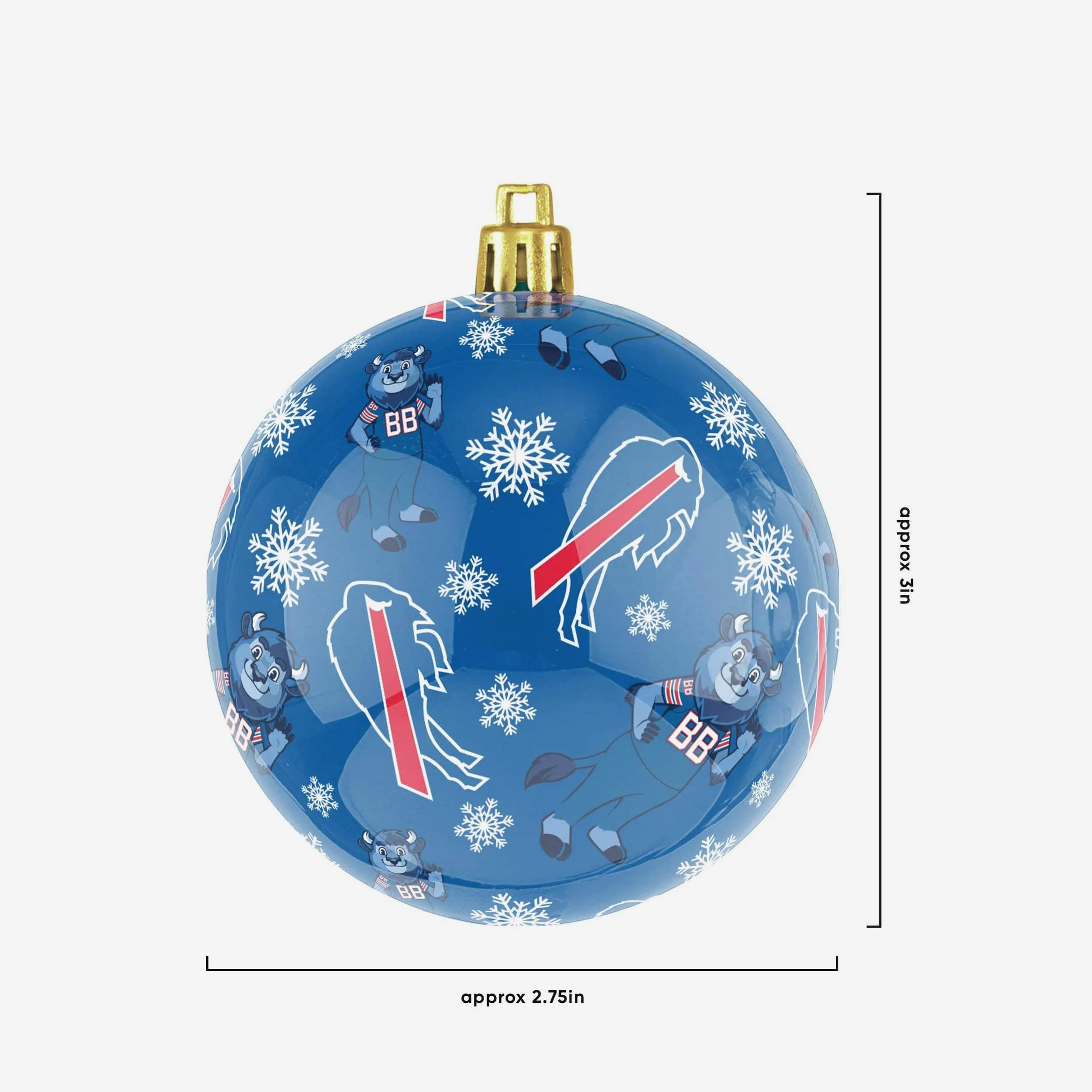 Buffalo Bills 4 Pack Ball Mascot Ornament Set - Image 3