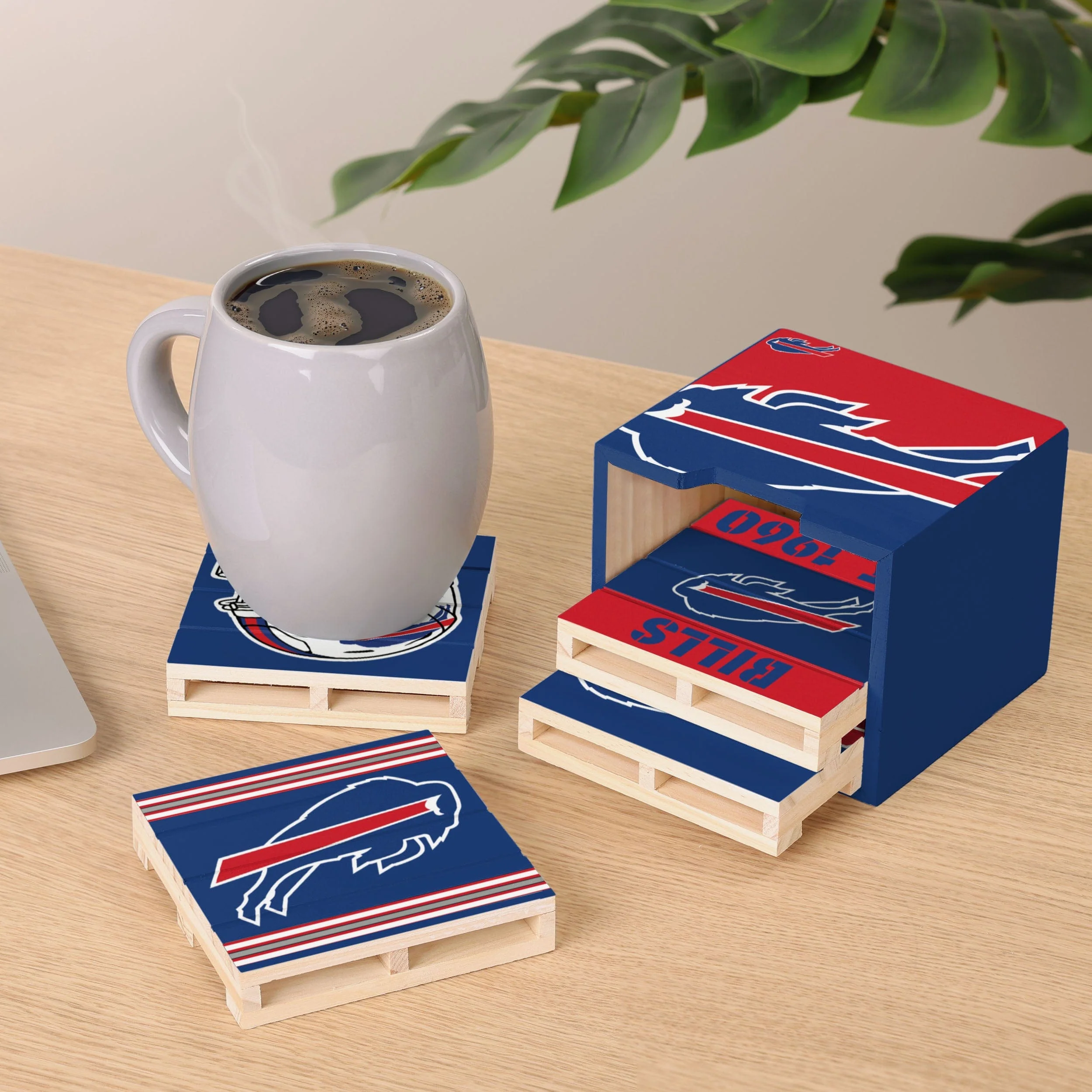 Buffalo Bills 4 Pack Pallet Coaster Set - Image 2