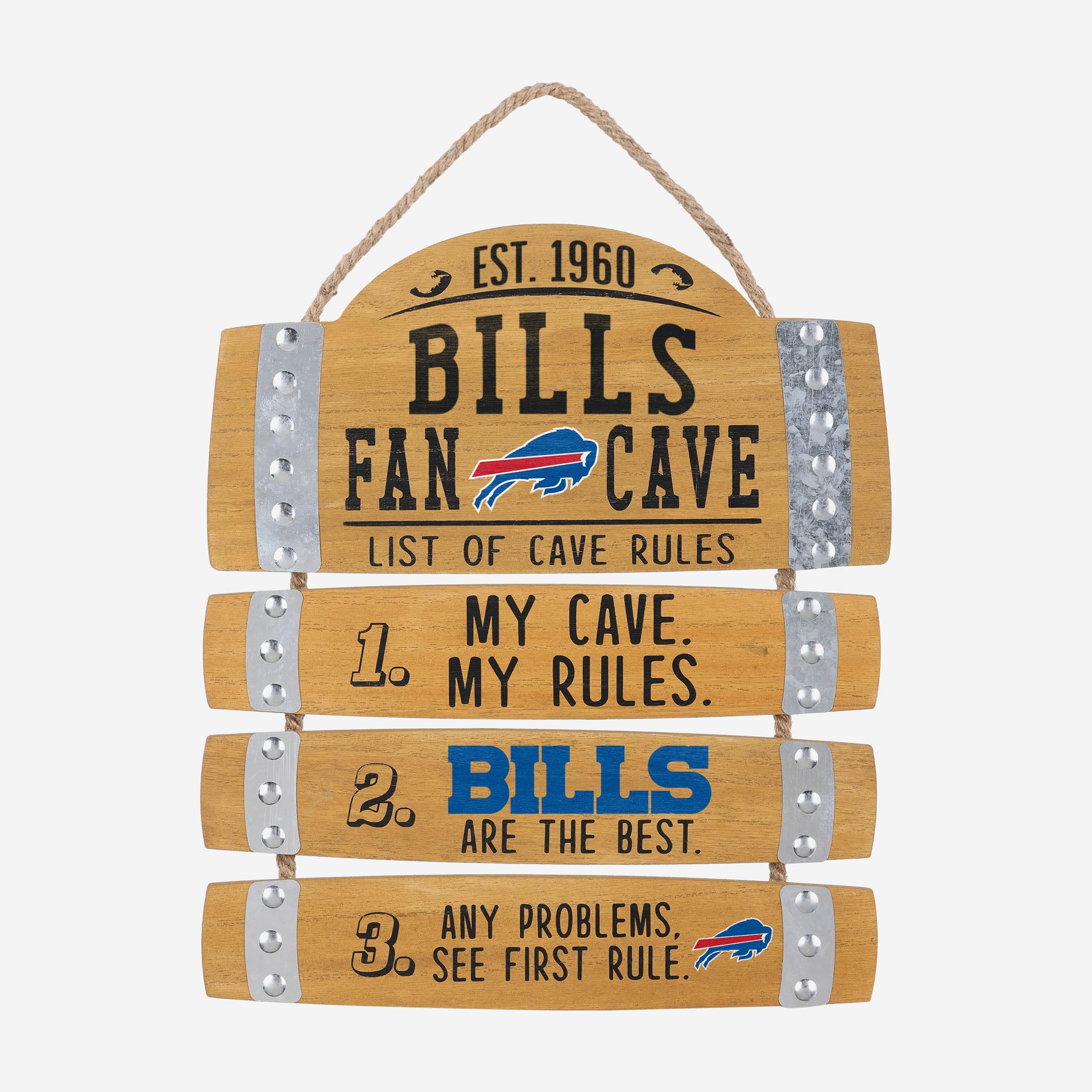 Buffalo Bills Barrel Slat Mancave Sign