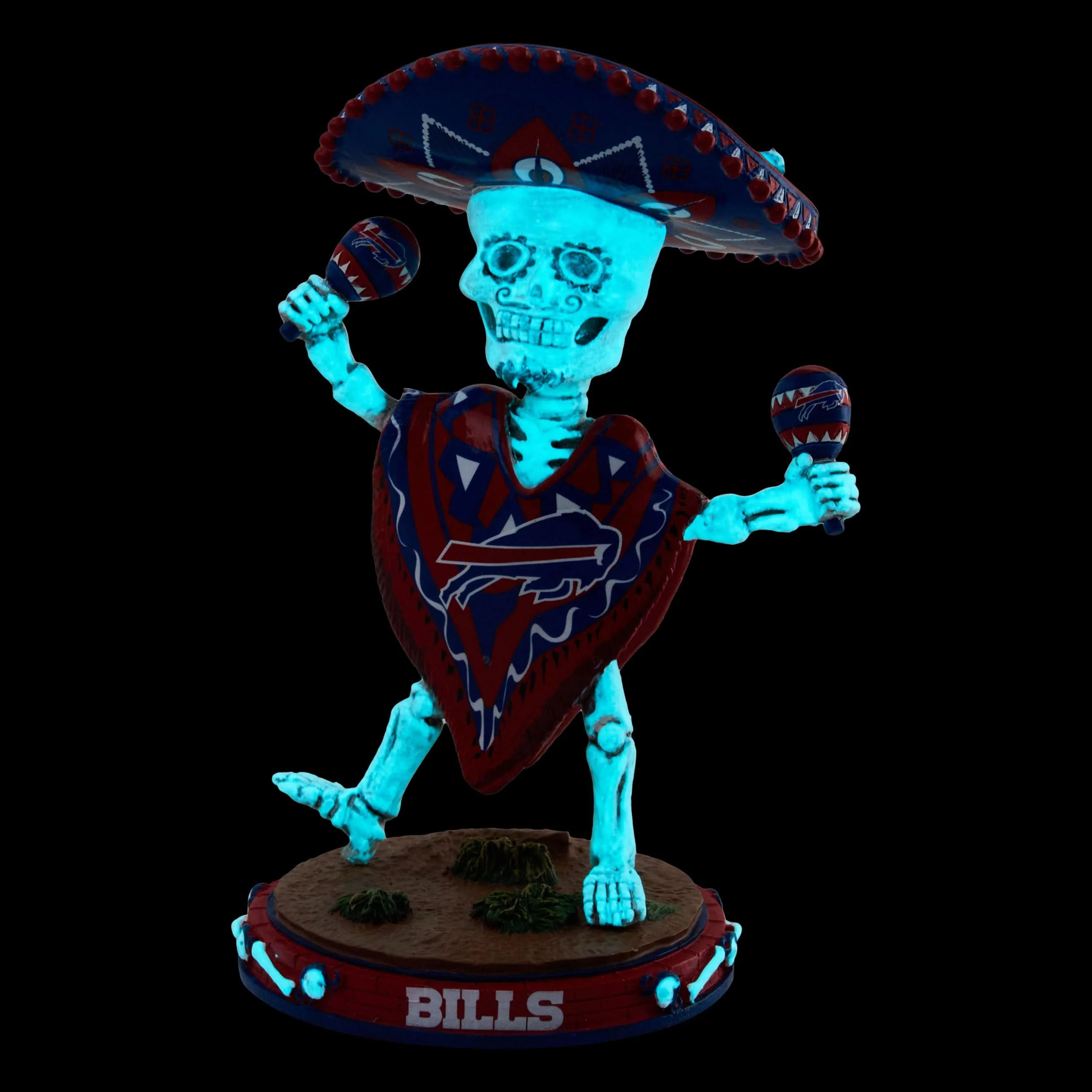 Buffalo Bills Calavera Glow in the Dark Bobblehead - Image 2
