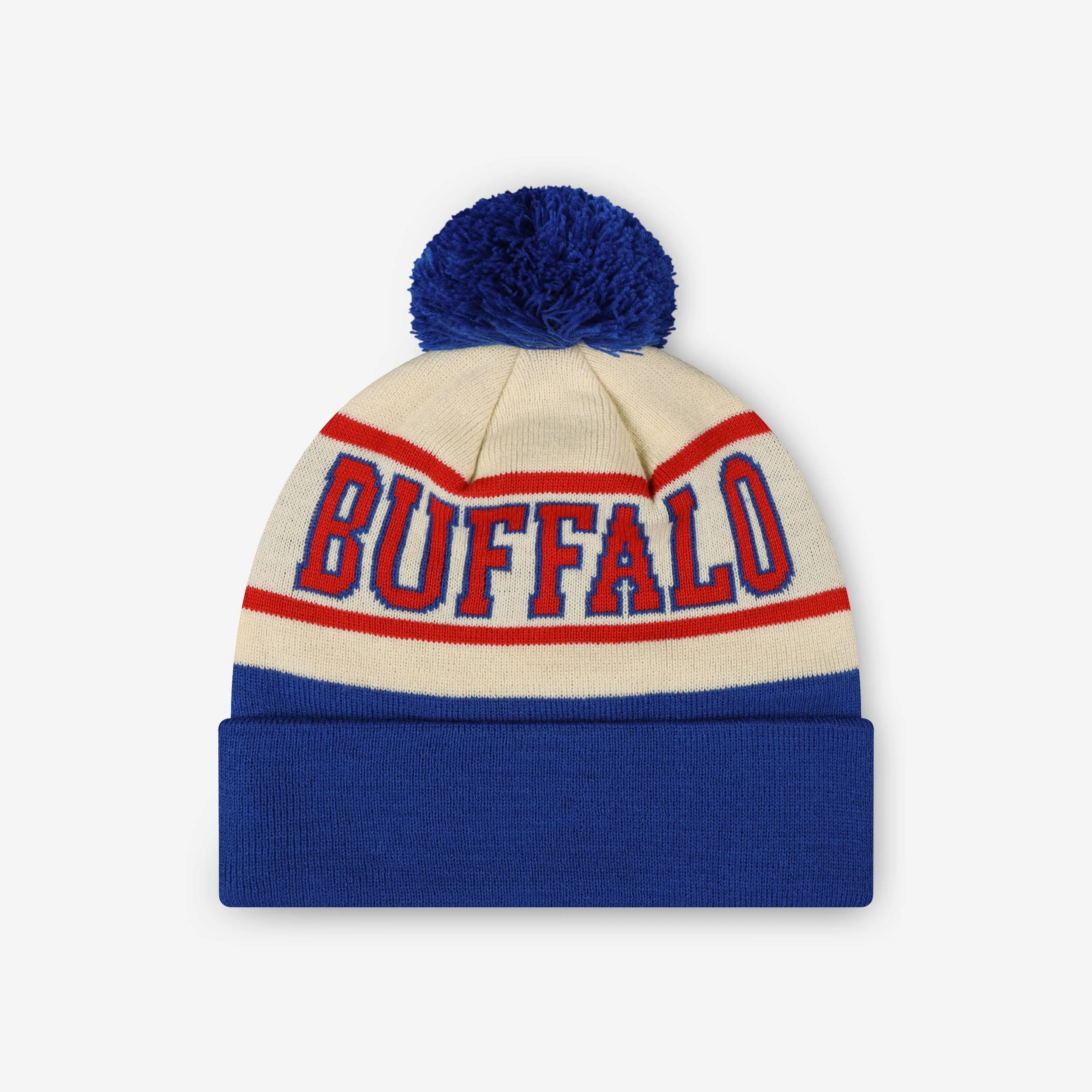 Buffalo Bills Heritage Stripe Retro Logo Pom Beanie - Image 2