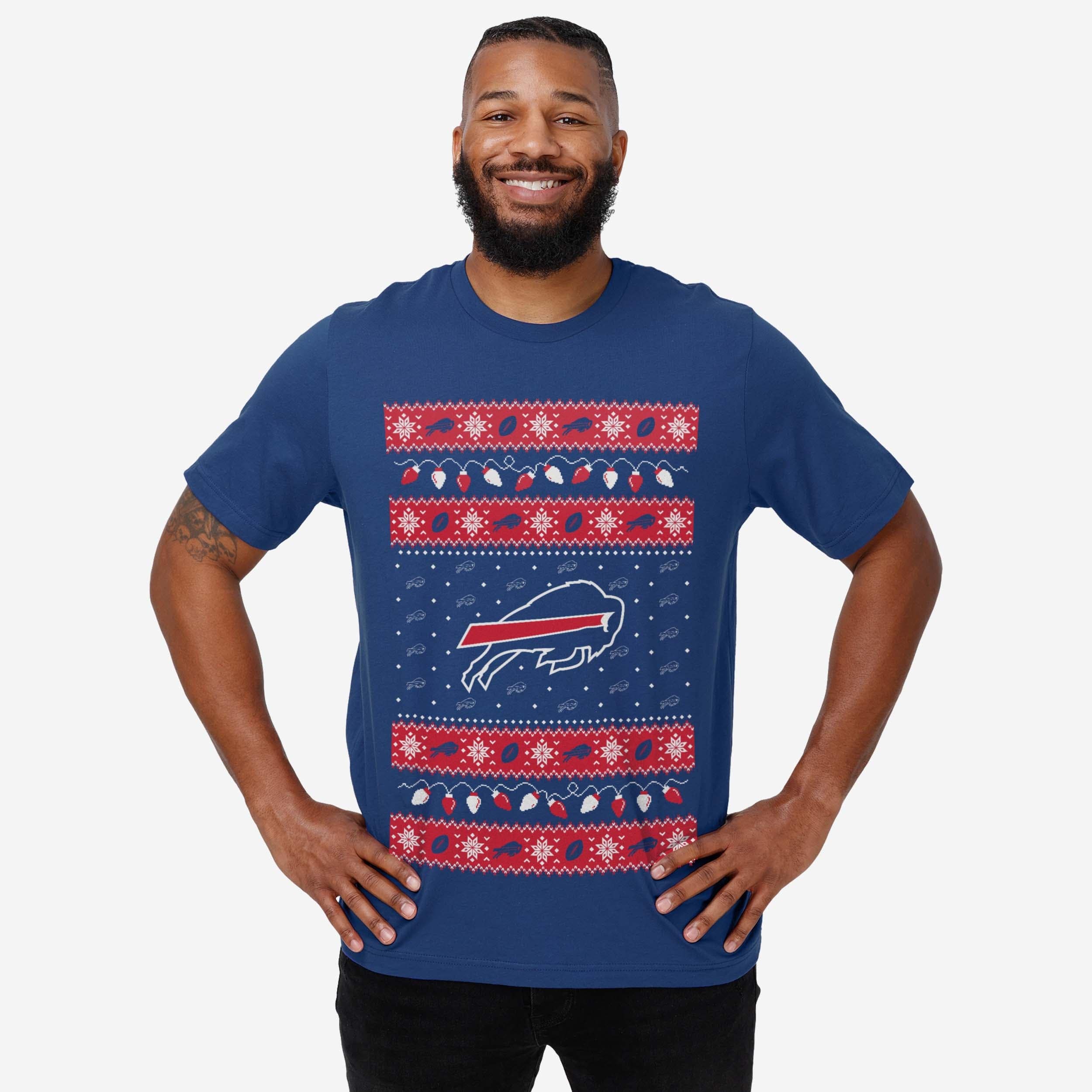 Buffalo Bills Holiday Lights Sweater T-Shirt - Image 2
