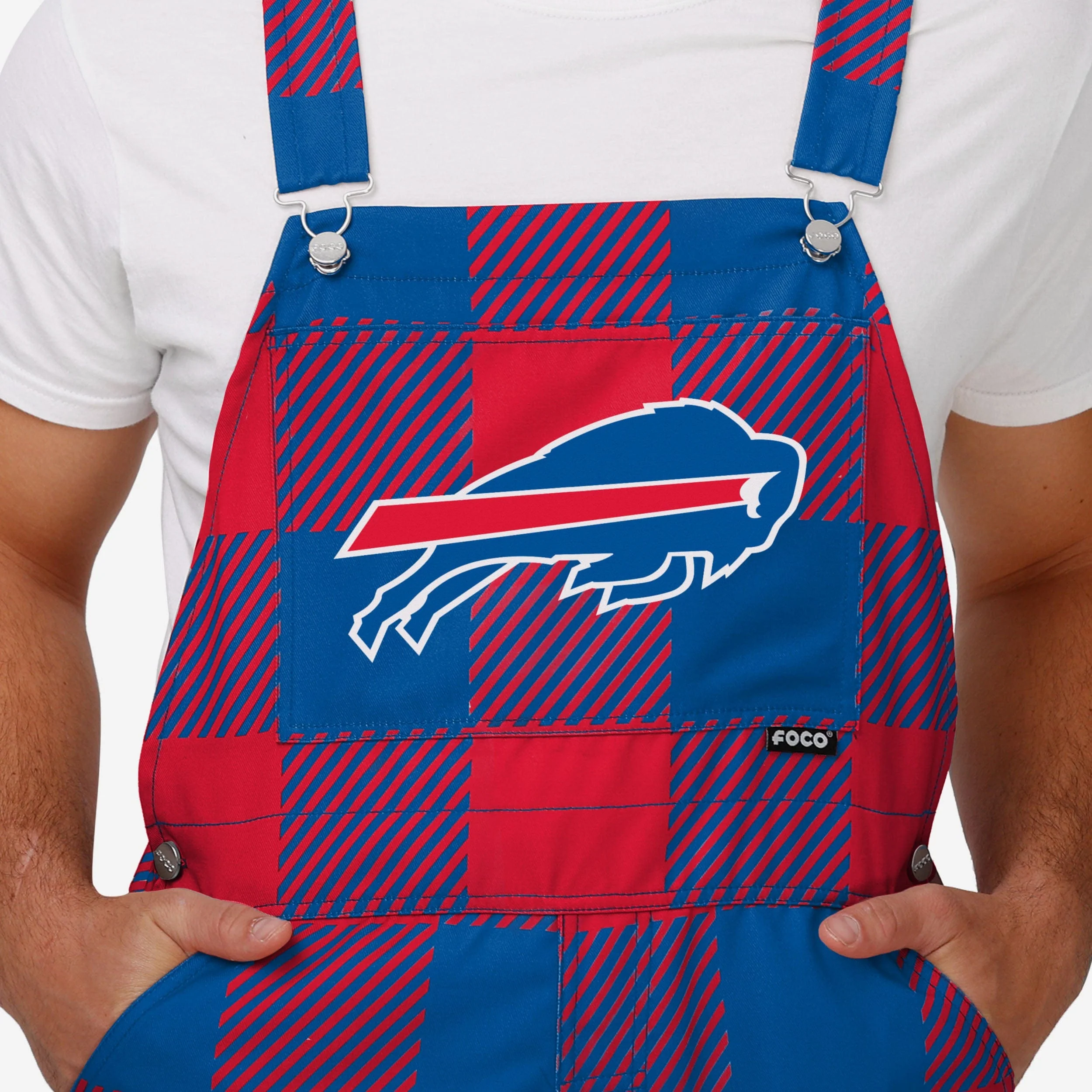 Buffalo Bills Mens Plaid Bib Overalls - Image 4