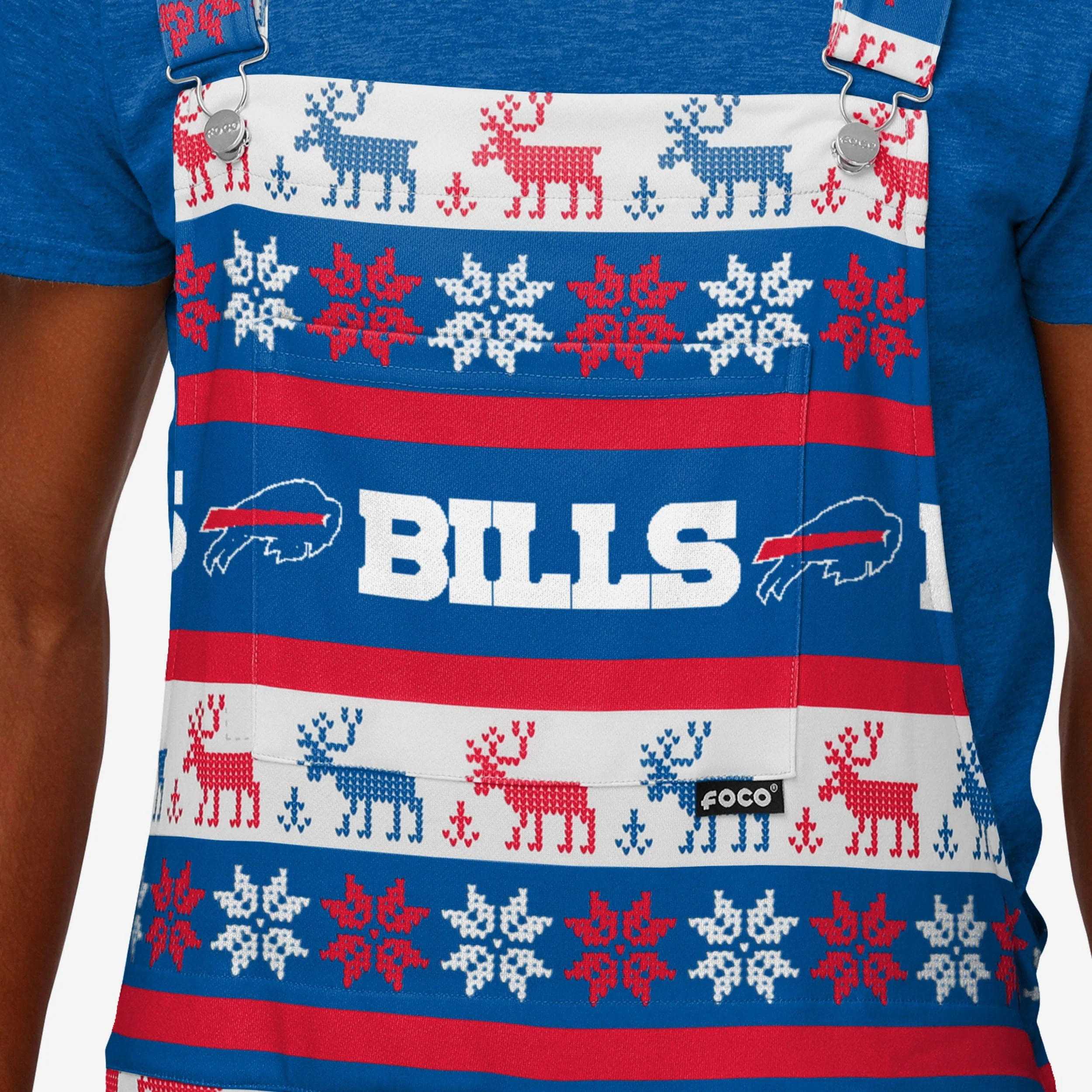Buffalo Bills Mens Ugly Home Gating Bib Overalls - Image 4