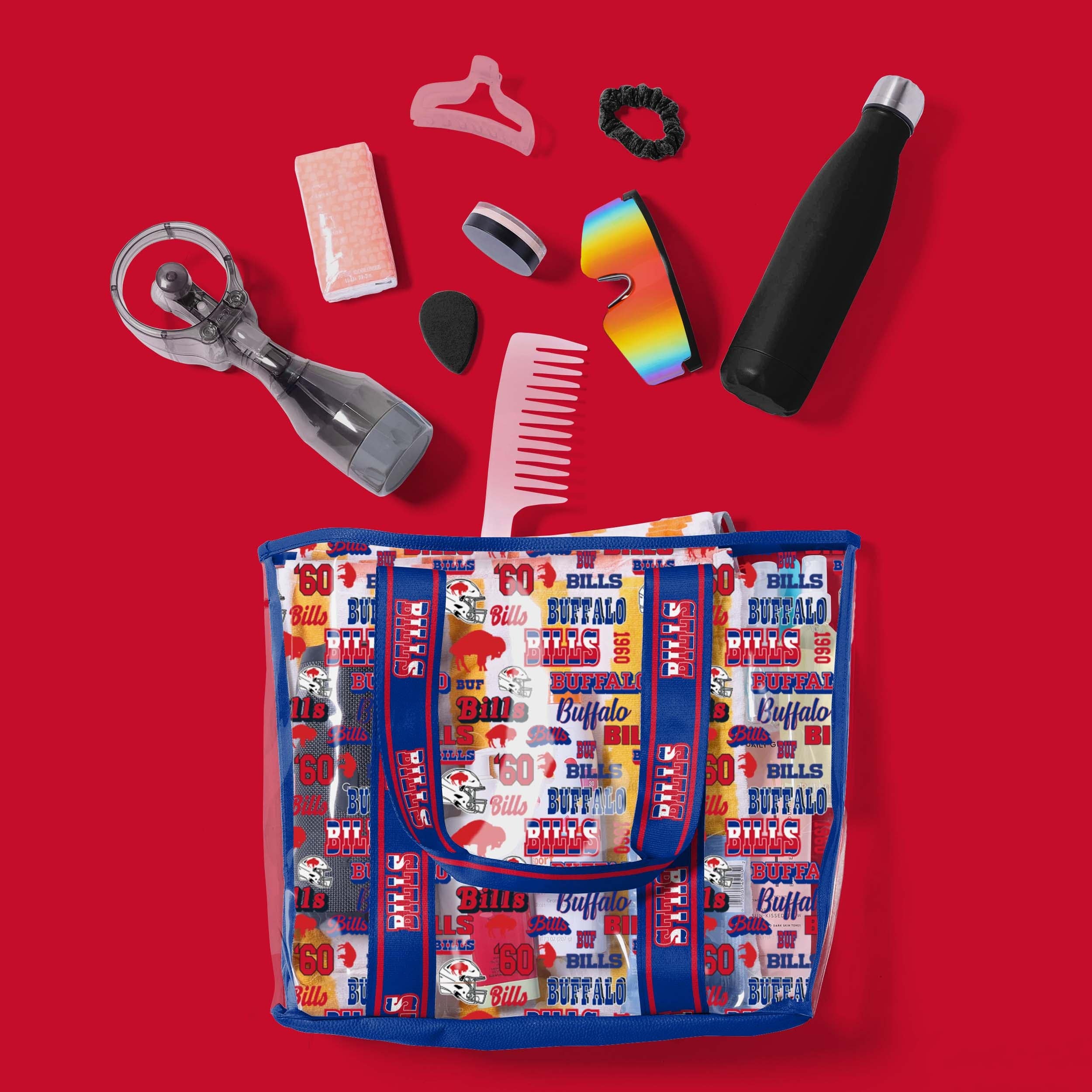 Buffalo Bills Repeat Retro Print Clear Tote Bag - Image 3