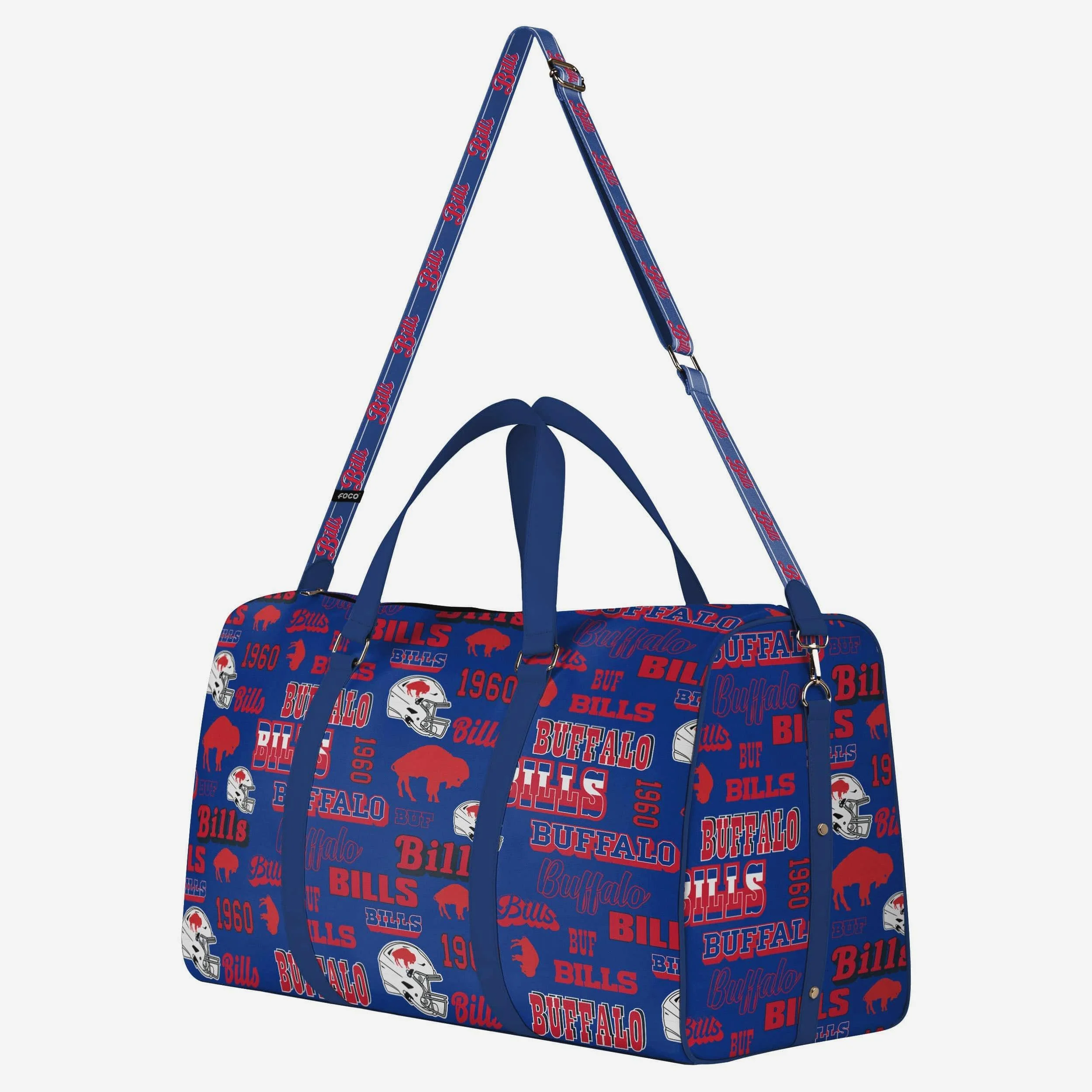 Buffalo Bills Repeat Retro Print Nylon Weekender Duffle Bag - Image 2