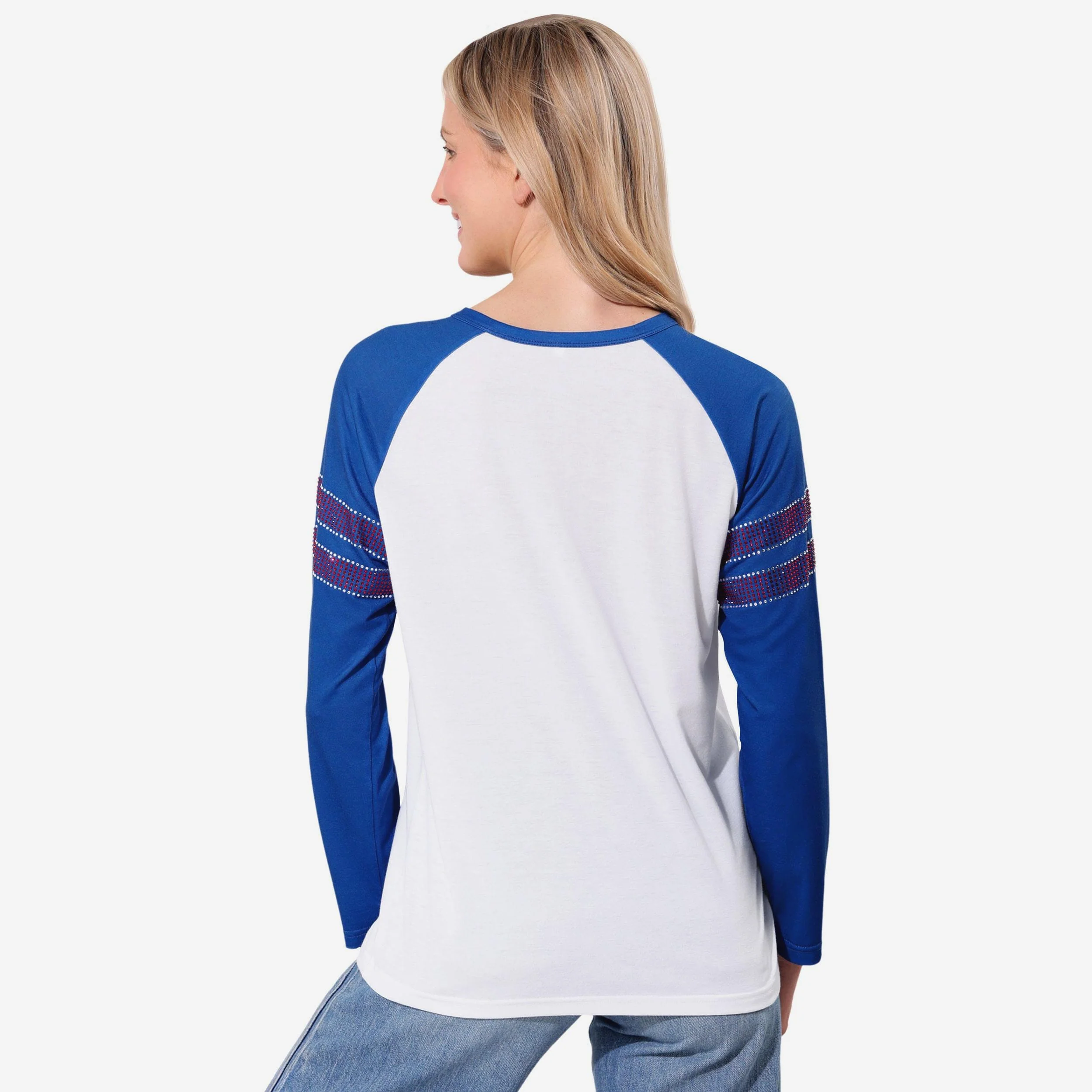 Buffalo Bills Rhinestone Long Sleeve Henley - Image 4