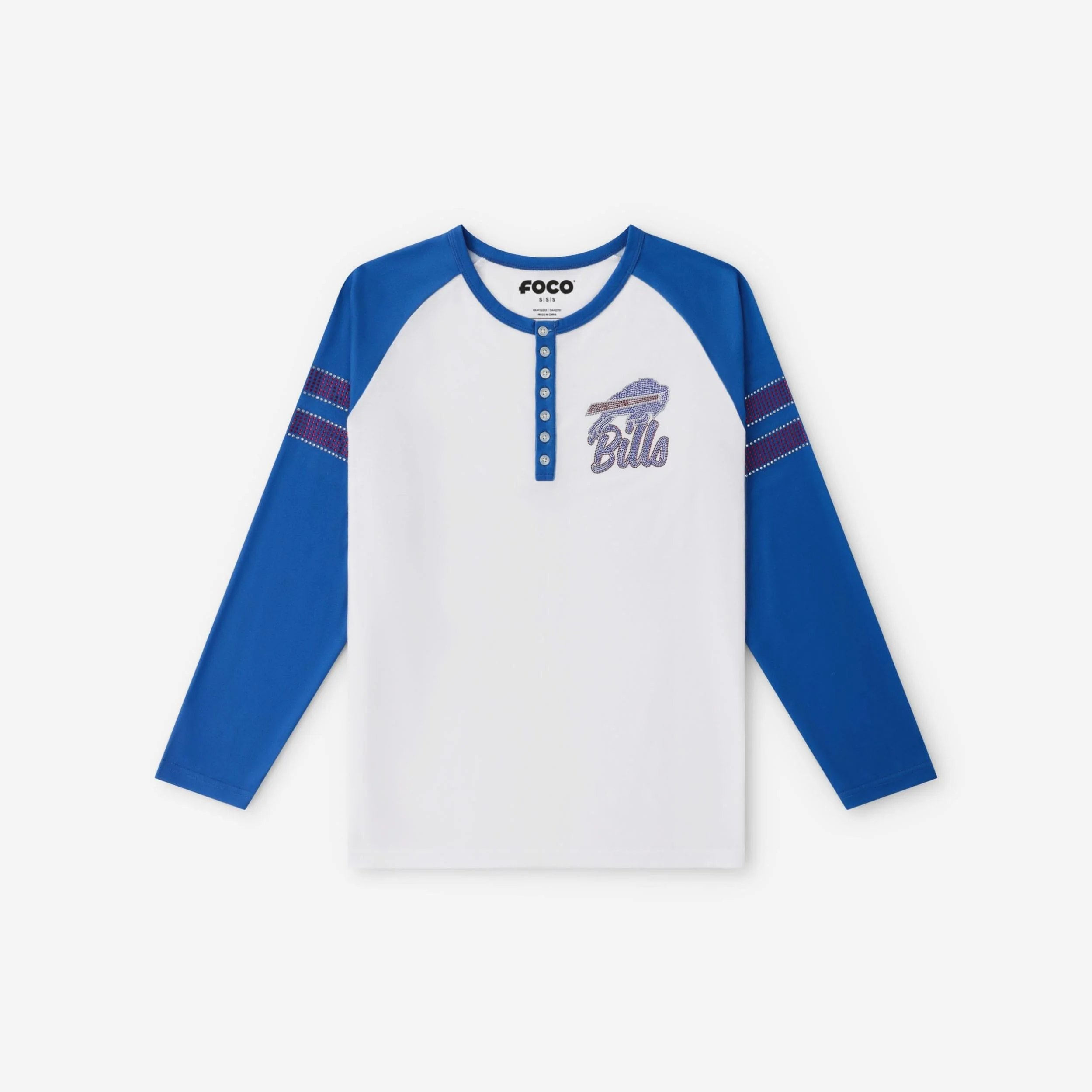 Buffalo Bills Rhinestone Long Sleeve Henley - Image 5