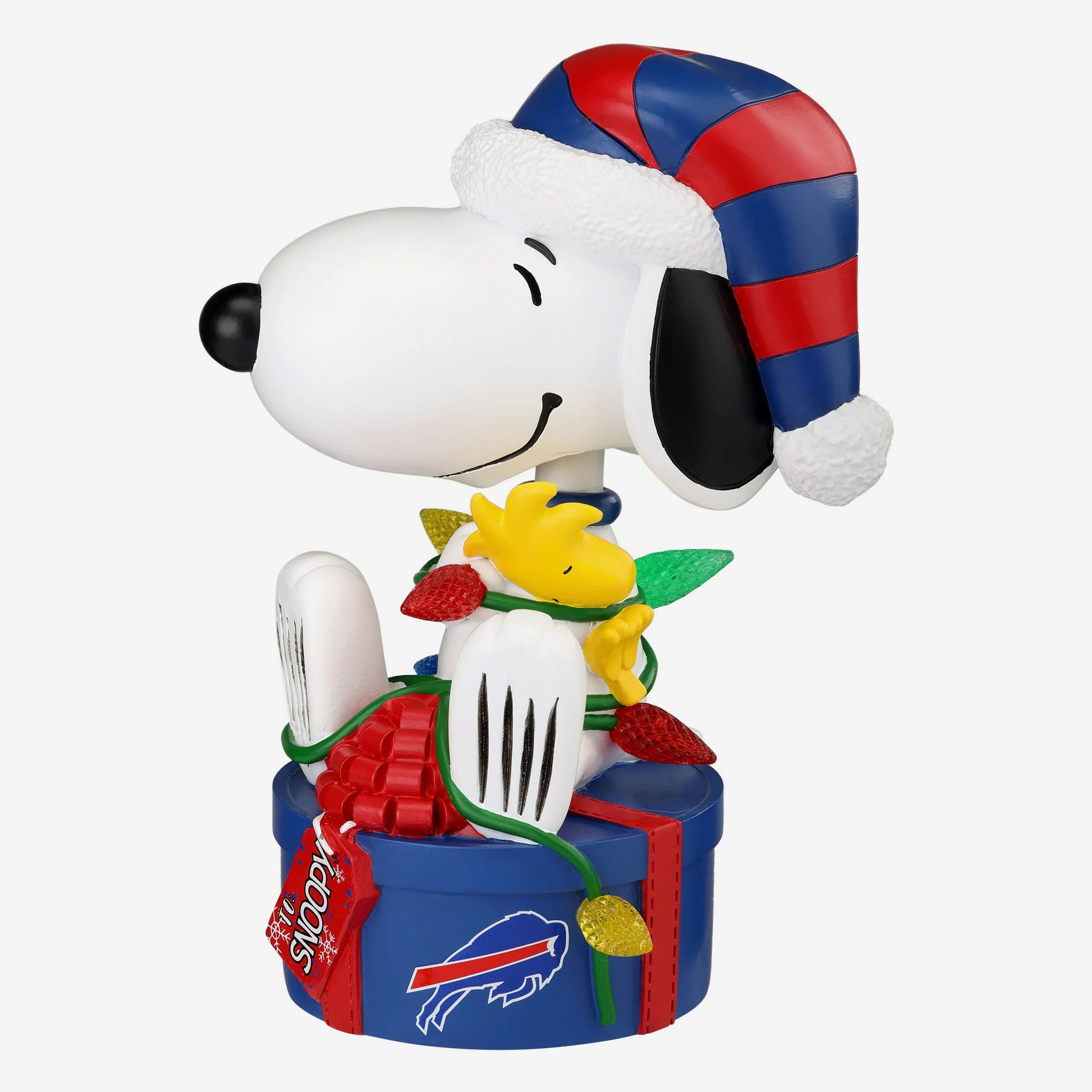 Buffalo Bills Snoopy & Woodstock Peanuts Christmas Light Up Bobblehead