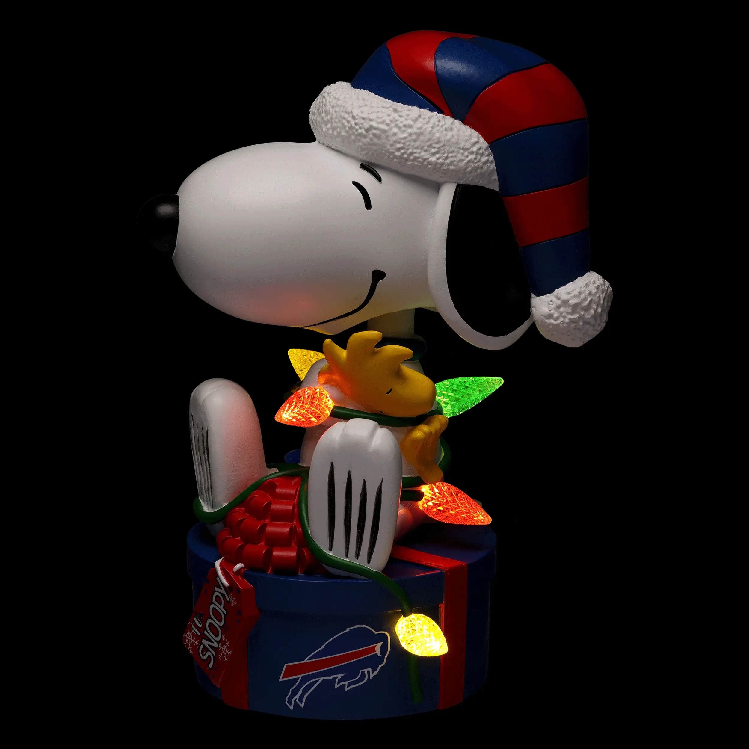 Buffalo Bills Snoopy & Woodstock Peanuts Christmas Light Up Bobblehead - Image 2