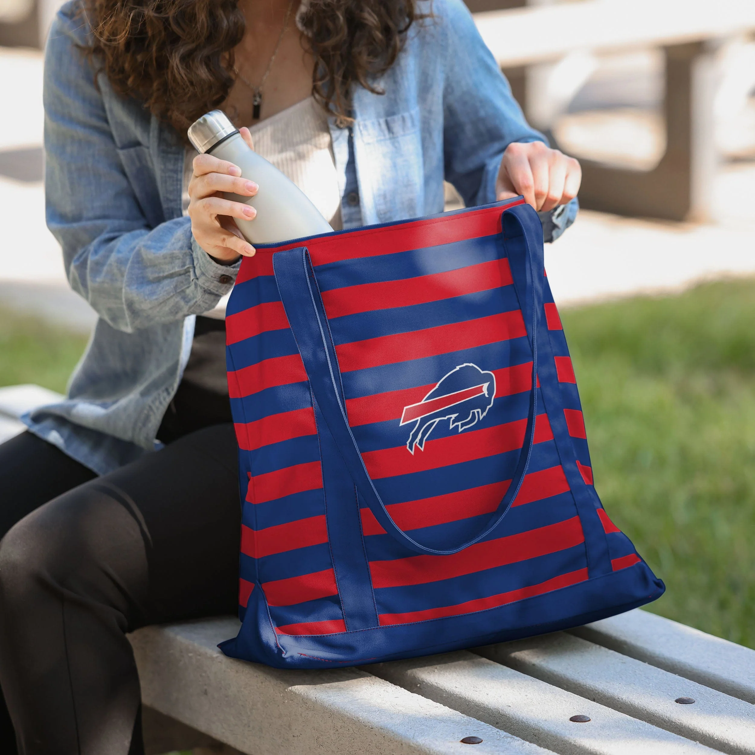 Buffalo Bills Team Stripe Canvas Tote Bag - Image 3