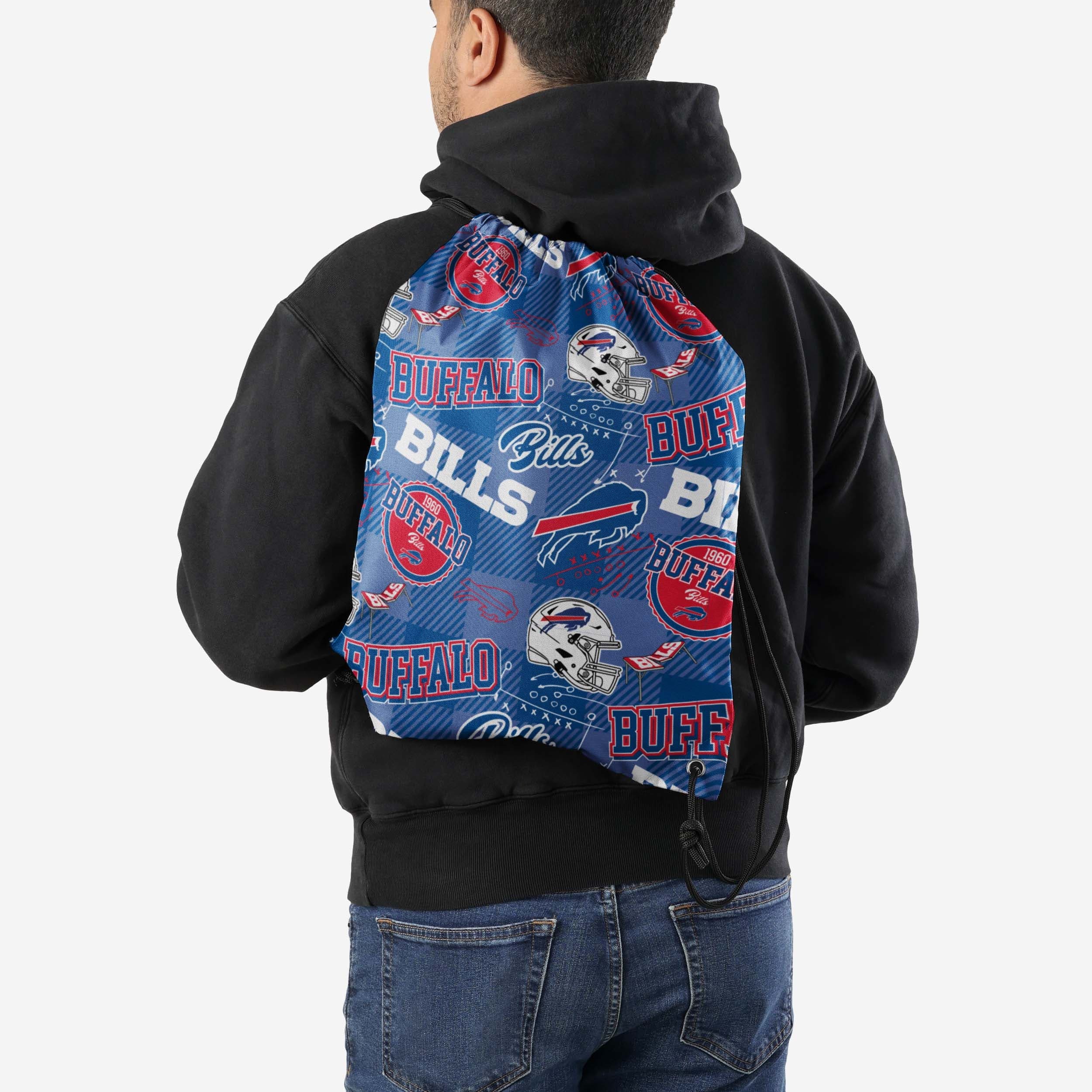 Buffalo Bills Thematic Repeat Print Drawstring Backpack - Image 2