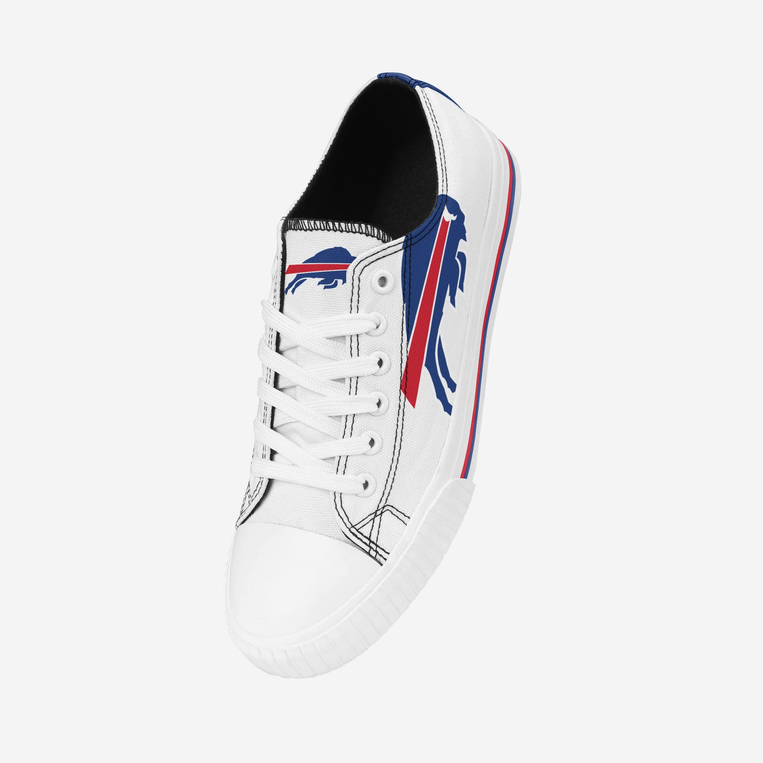 Buffalo Bills Womens Big Logo Low Top White Canvas Shoes - Image 2