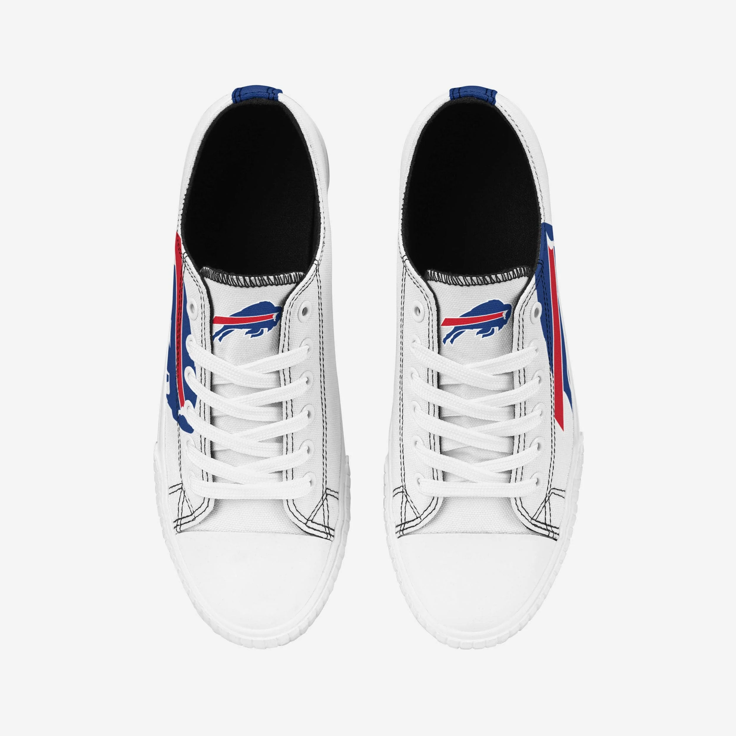 Buffalo Bills Womens Big Logo Low Top White Canvas Shoes - Image 4