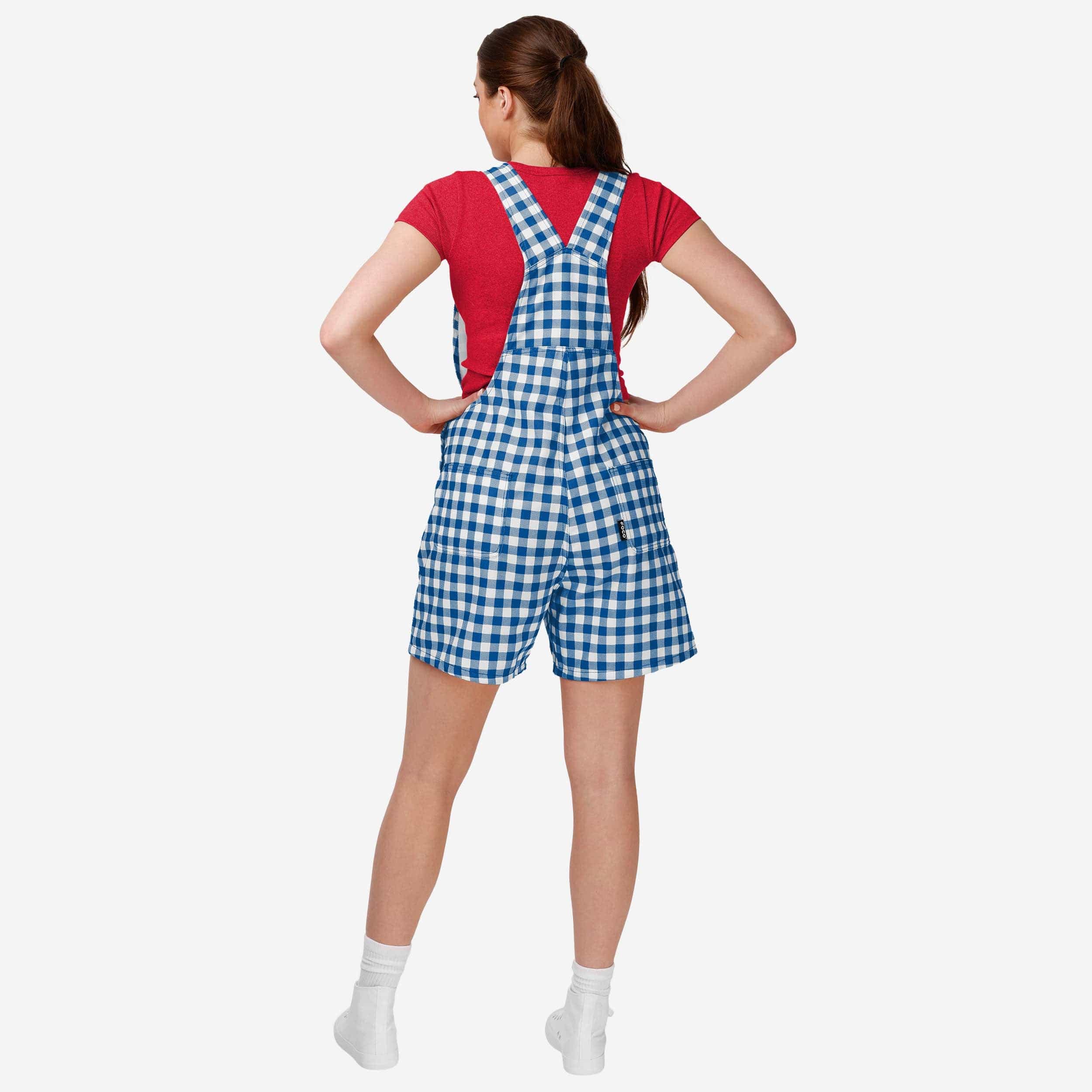 Buffalo Bills Womens Gingham Check Bib Shortalls - Image 2