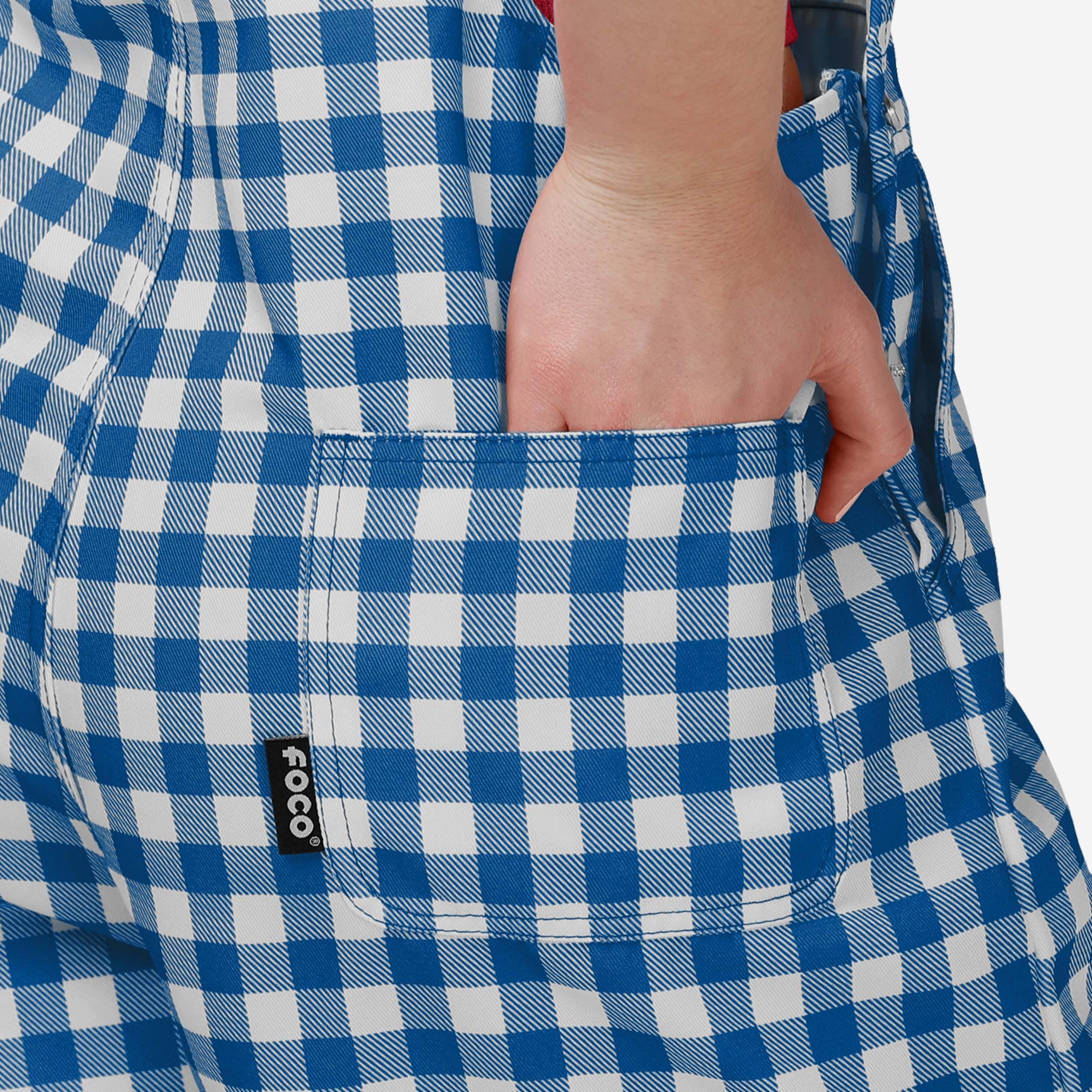 Buffalo Bills Womens Gingham Check Bib Shortalls - Image 5
