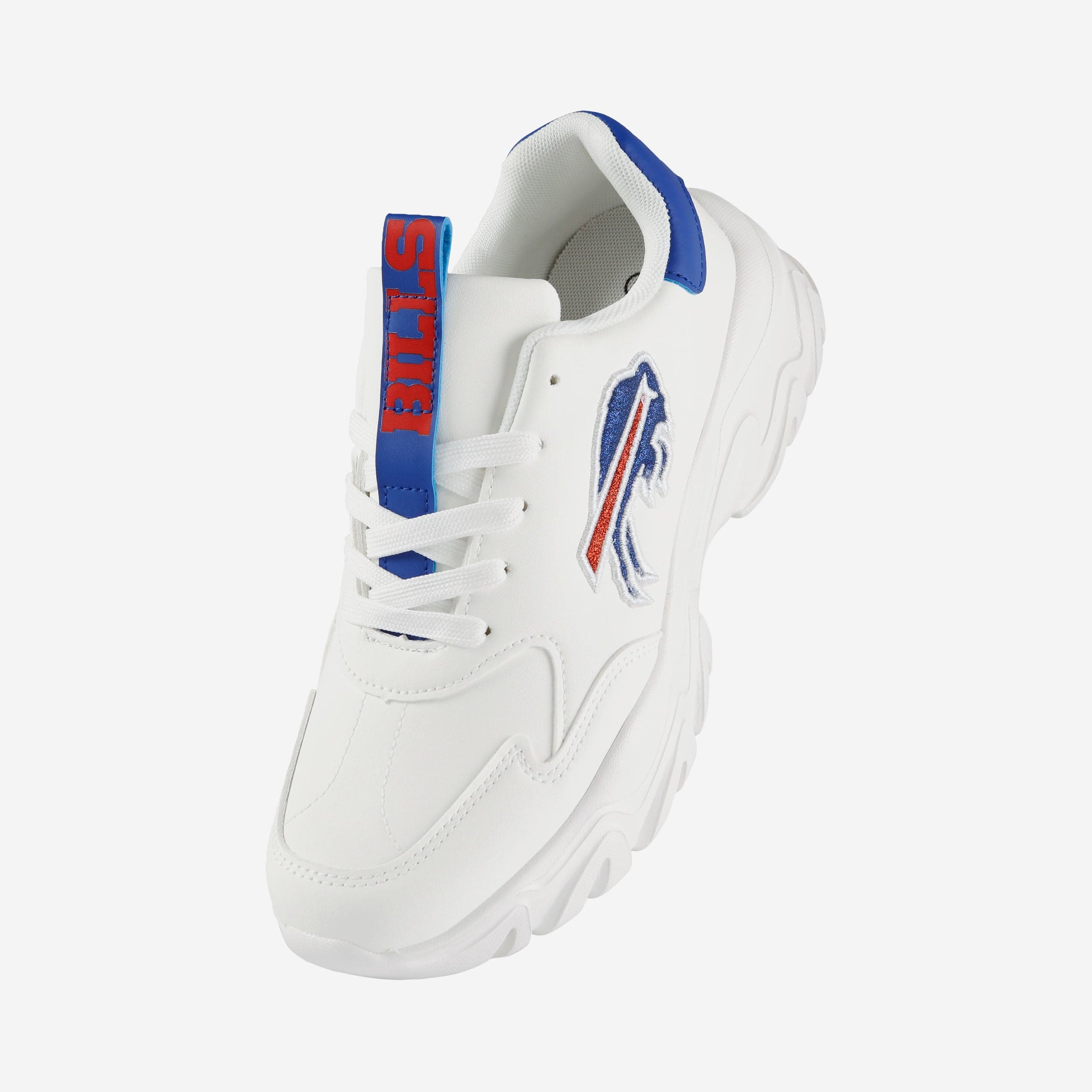 Buffalo Bills Womens Glitter Big Logo Vintage White Chunky Sneaker - Image 2