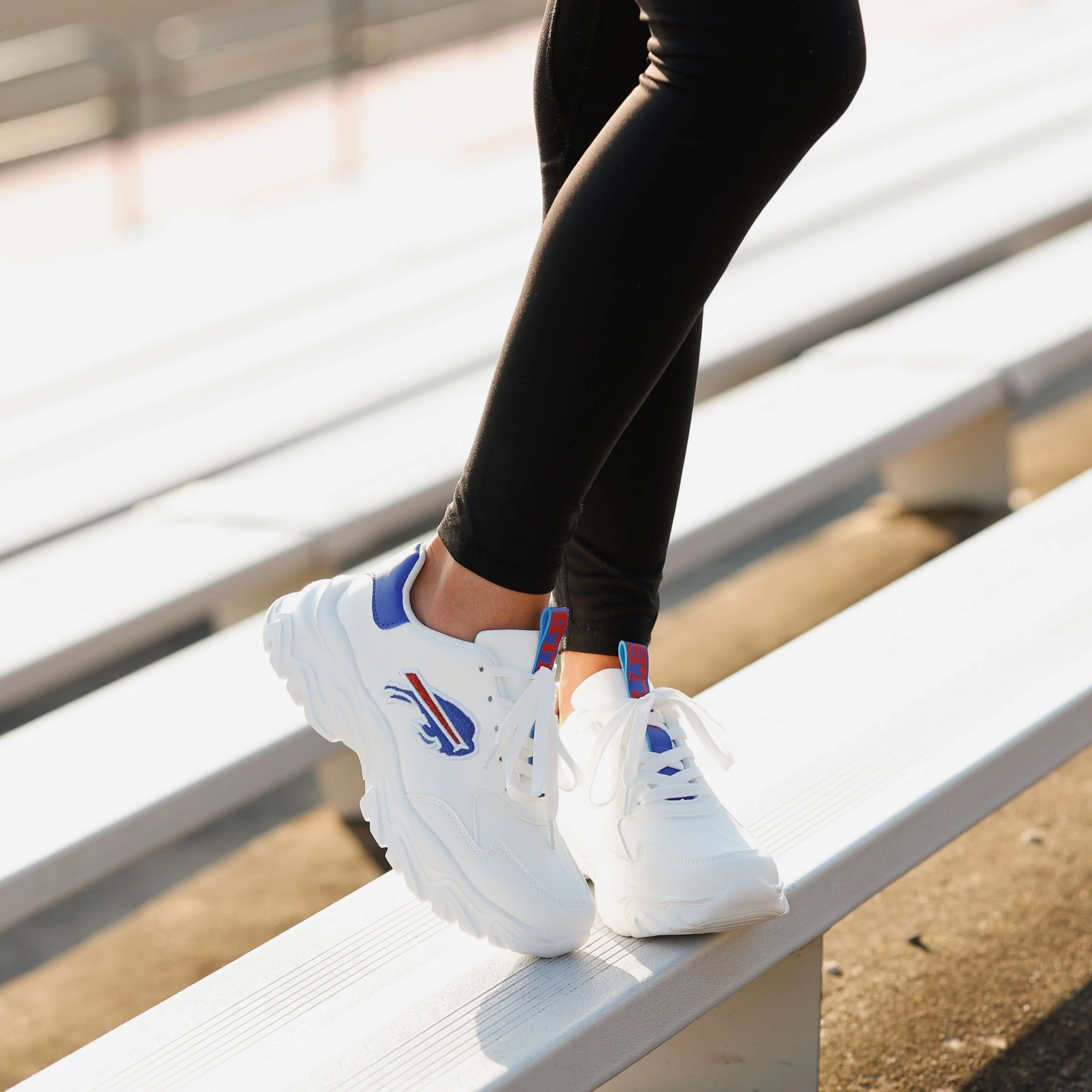 Buffalo Bills Womens Glitter Big Logo Vintage White Chunky Sneaker - Image 3