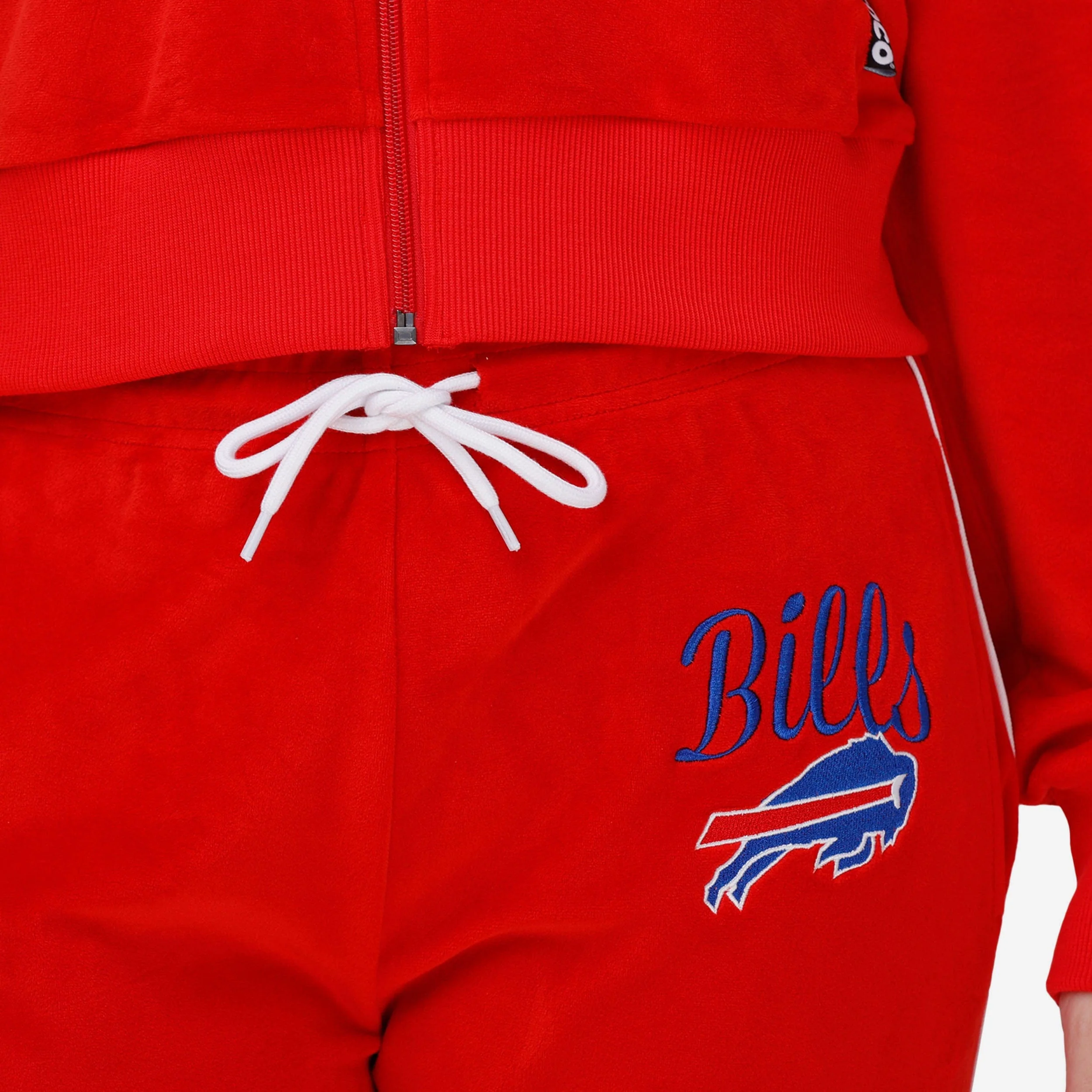 Buffalo Bills Womens Red Velour Pants - Image 3